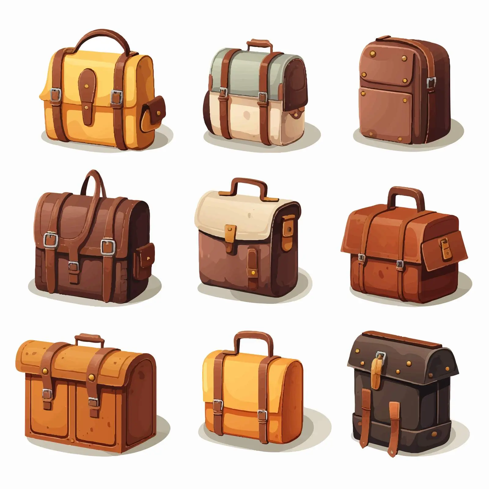 Variety of Cartoon Bags and Boxes Vectors – free colorful bags image from Dotvec