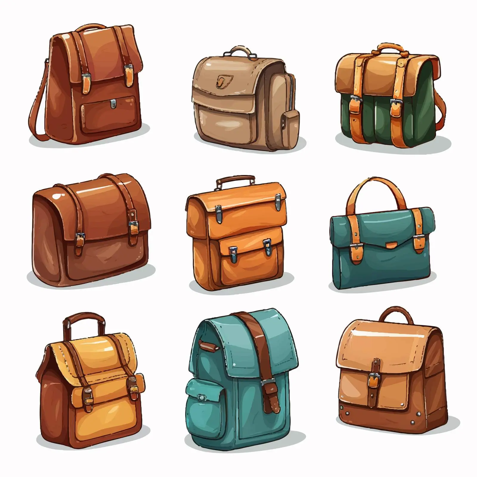 Variety of Cartoon Bags and Boxes Vectors — free download from Dotvec