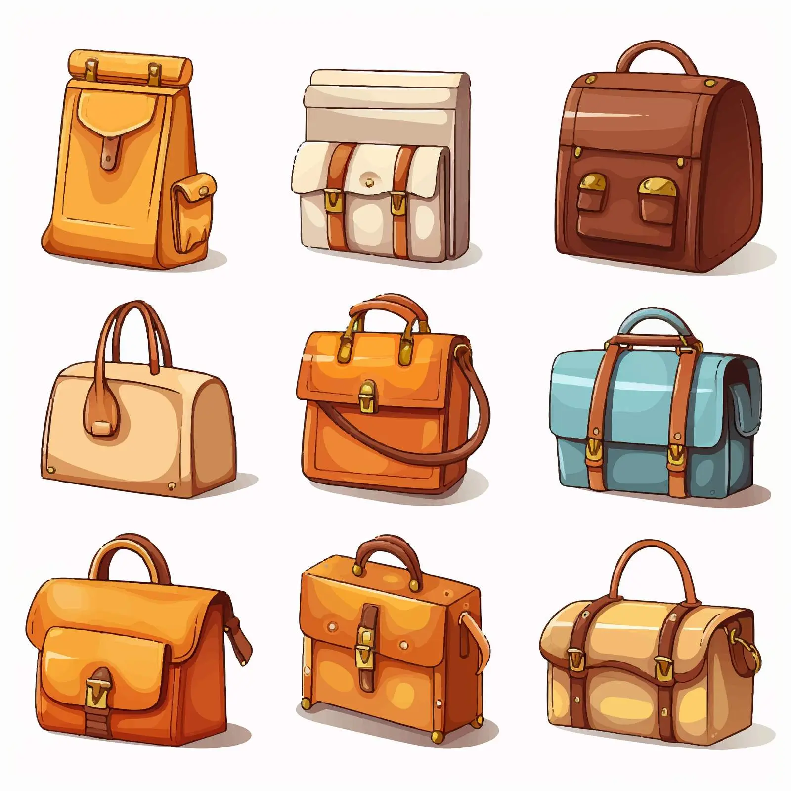 Collection of Cartoon Bags and Boxes Vectors – free vector shapes image from Dotvec