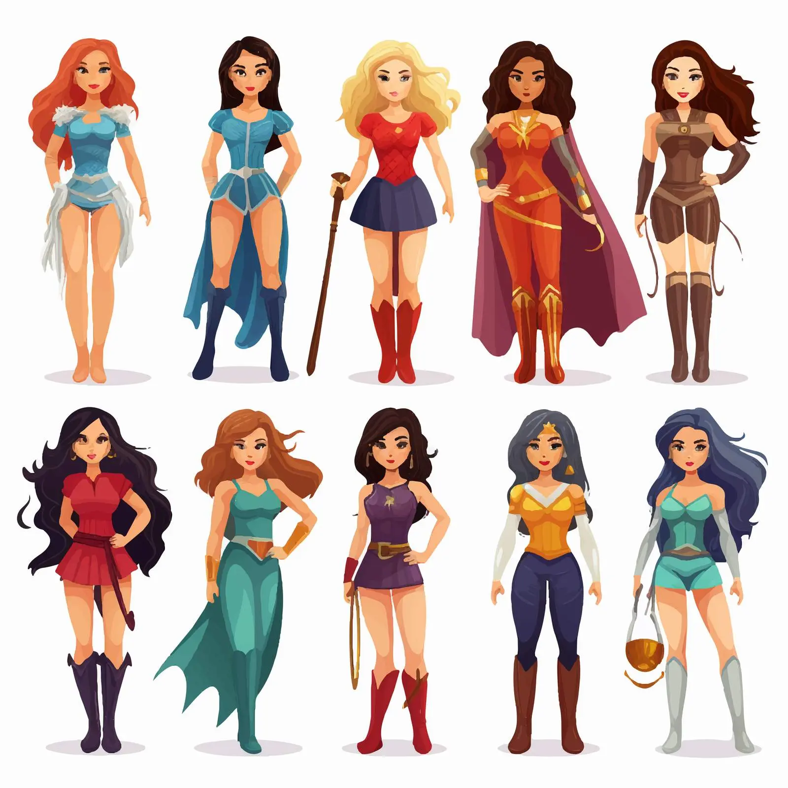 Diverse Female Heroines Vector Collection – free superheroes image from Dotvec