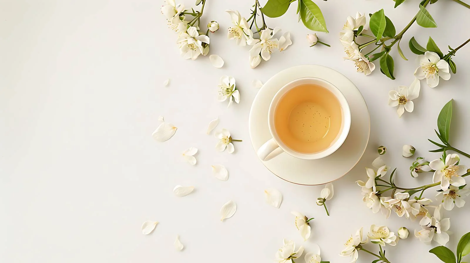 Elegant Jasmine Tea Cup Composition — free download from Dotvec