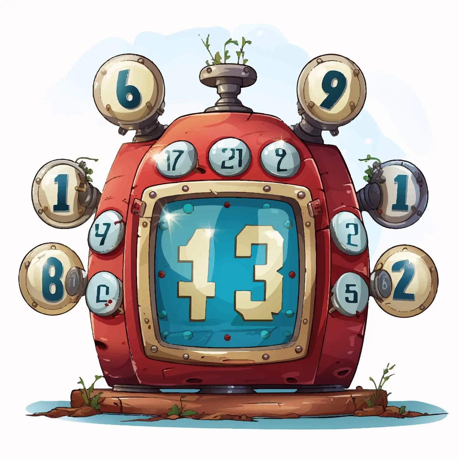 Colorful Computerized Number Game Vector Illustration – free entertainment vector image from Dotvec