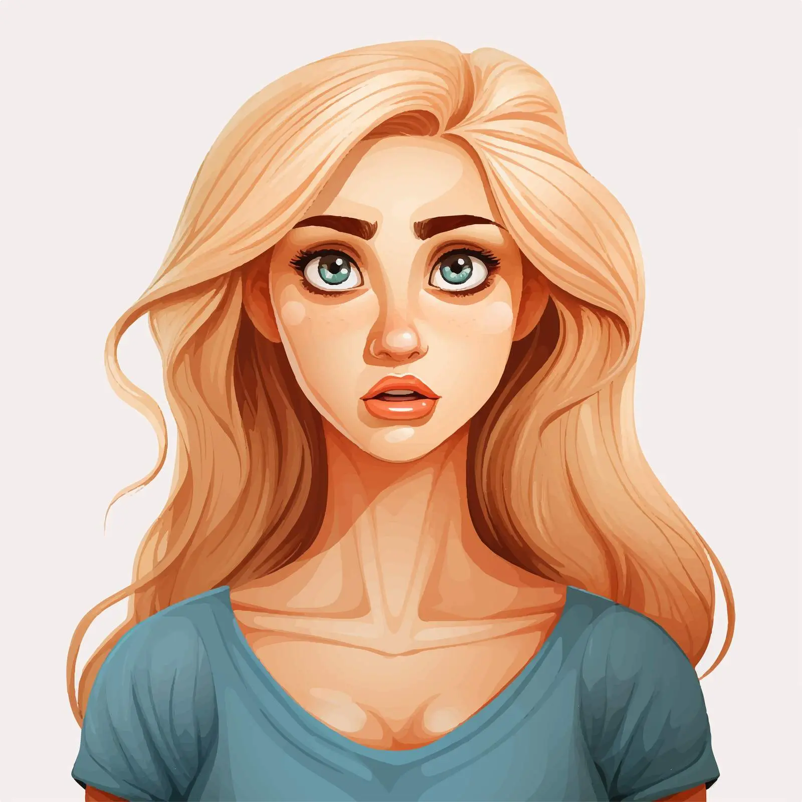 Concerned Woman with Wide Eyes and Blonde Hair – free woman in distress image from Dotvec