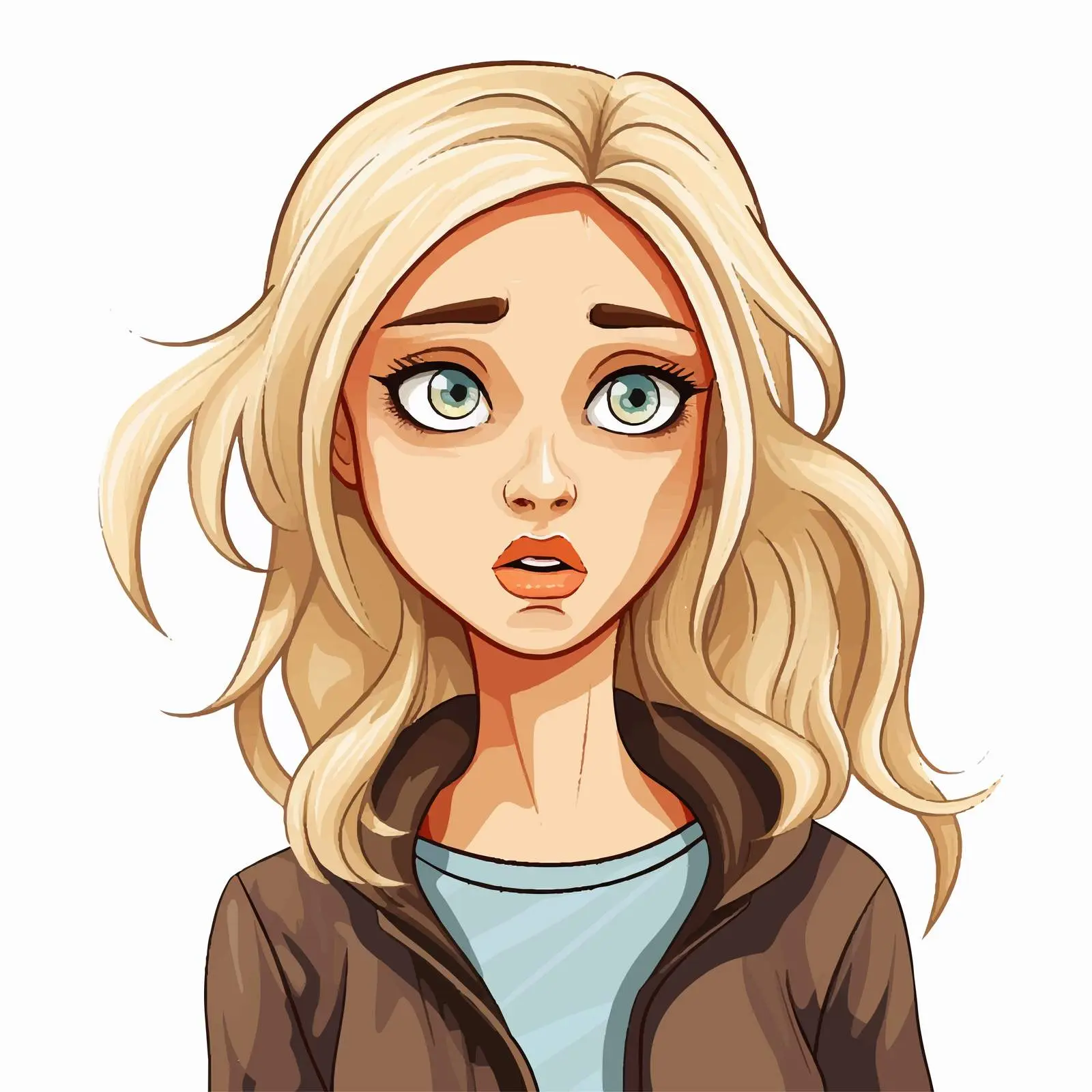 Concerned Woman with Wide Eyes Vector Illustration — free download from Dotvec