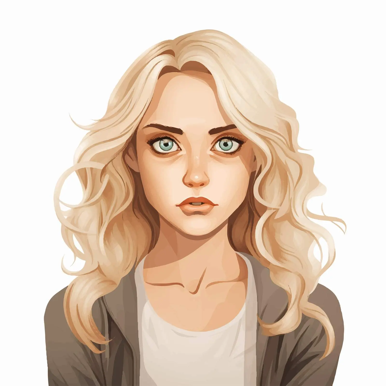 Concerned Woman with Wide Eyes Vector Art — free download from Dotvec