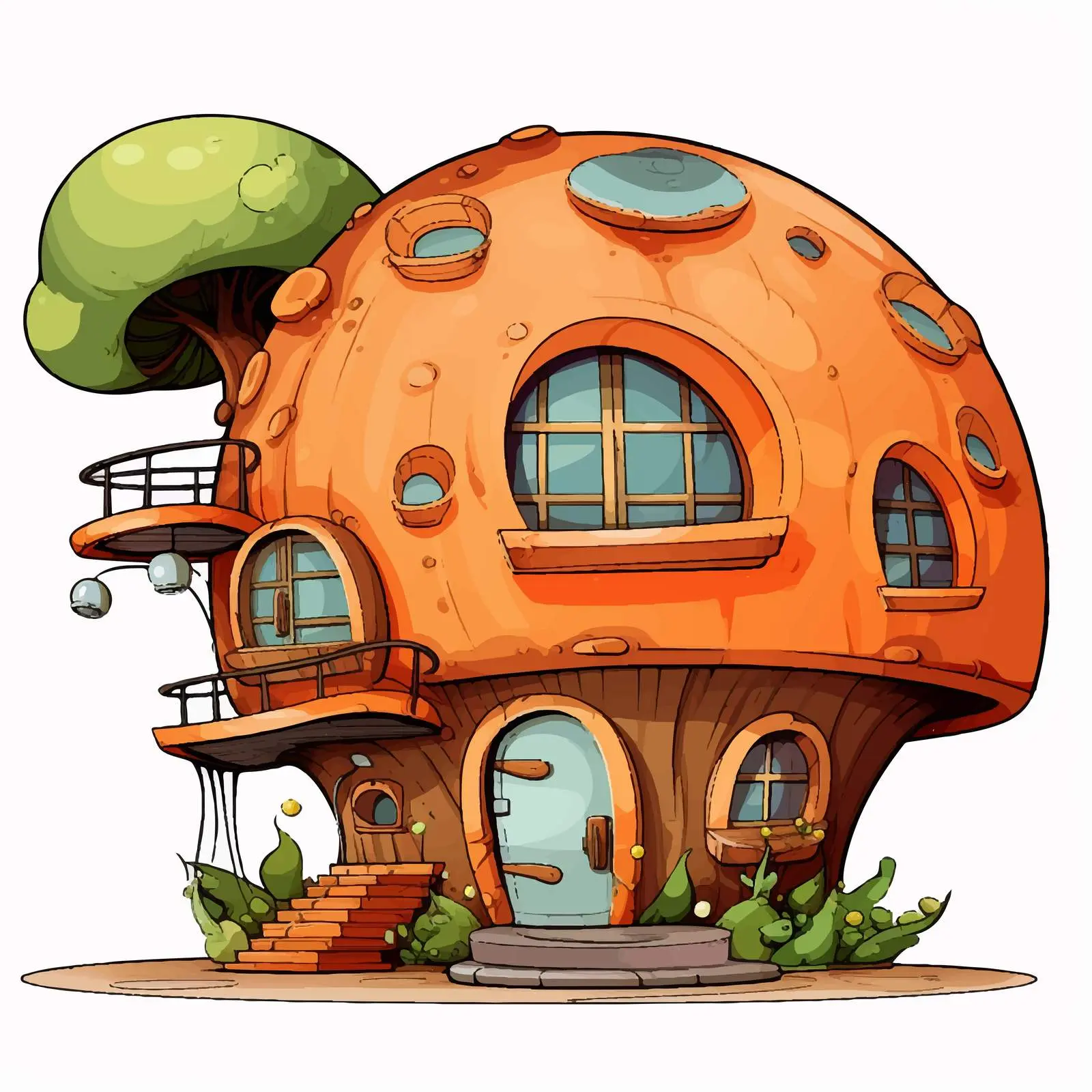 Cozy Cartoon Nut-Shaped House Vector Illustration — free download from Dotvec