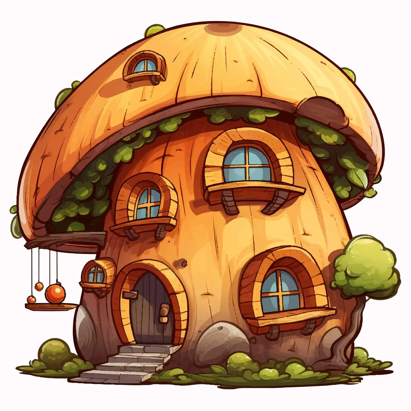 Cozy Cartoon Nut-Shaped House Illustration — free download from Dotvec