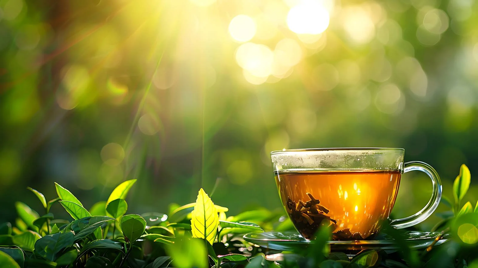 Healthy Tea Cup Amid Lush Greenery — free download from Dotvec