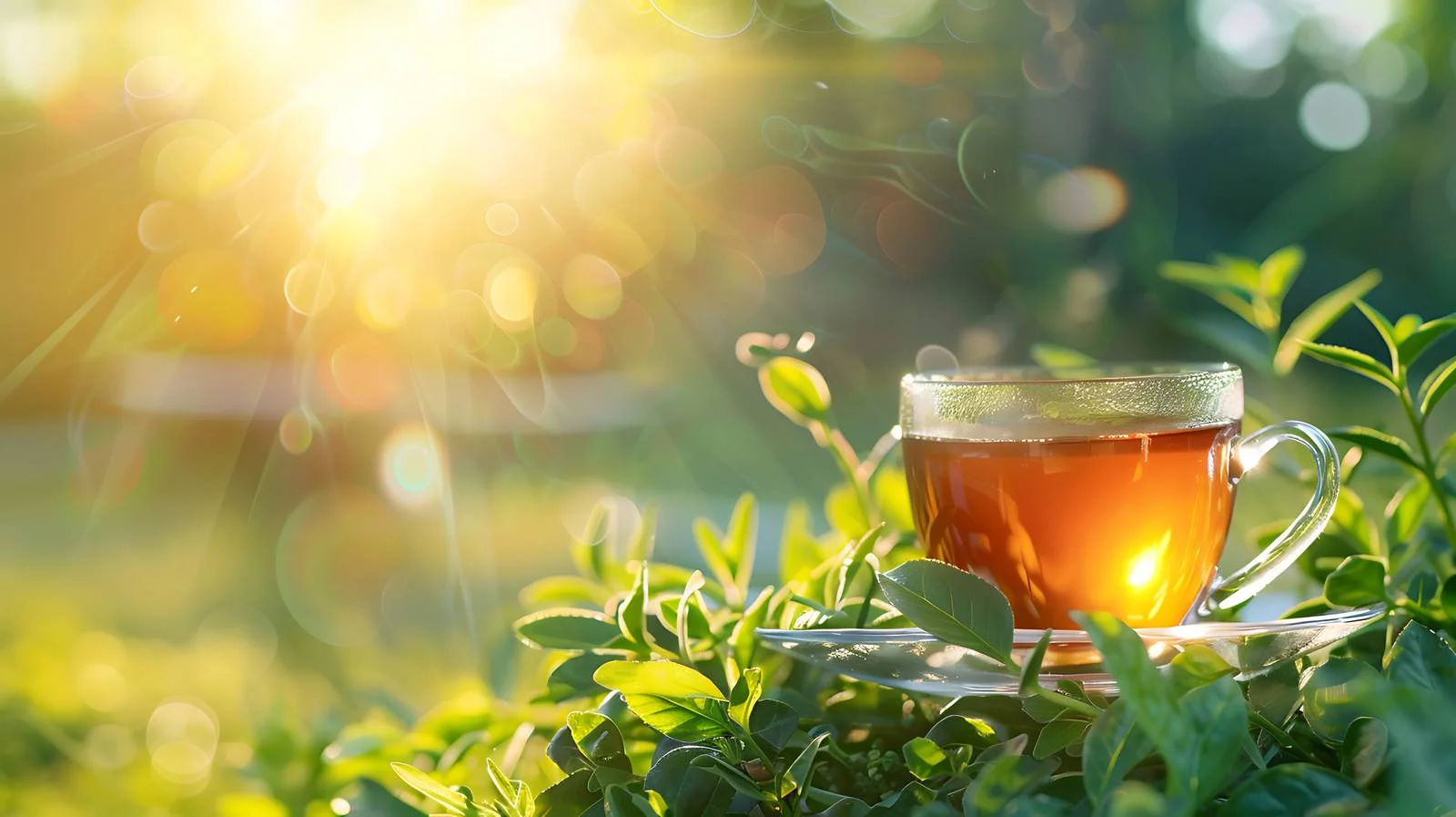 Green background with healthy tea cup — free download from Dotvec