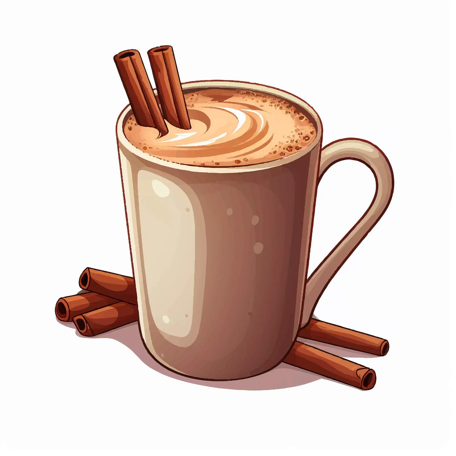 Hot Chocolate with Cinnamon Sticks Vector Illustration — free download from Dotvec
