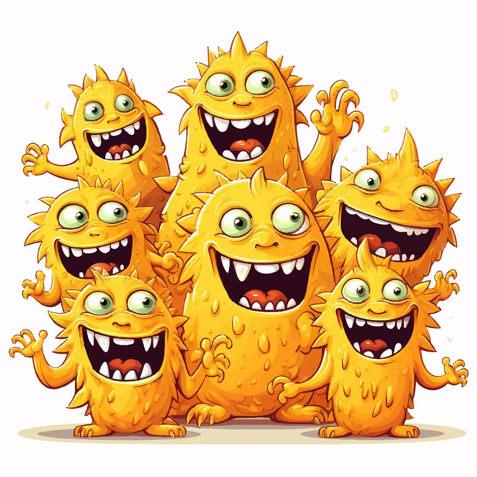 Cute Yellow Alien Monsters Cartoon Vector — free download from Dotvec
