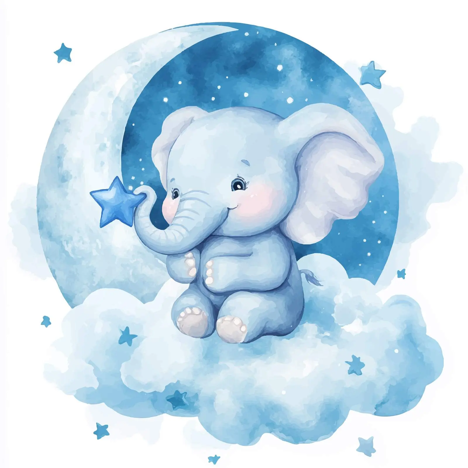 Cute Baby Elephant Holding a Star Vector – free vector animal image from Dotvec