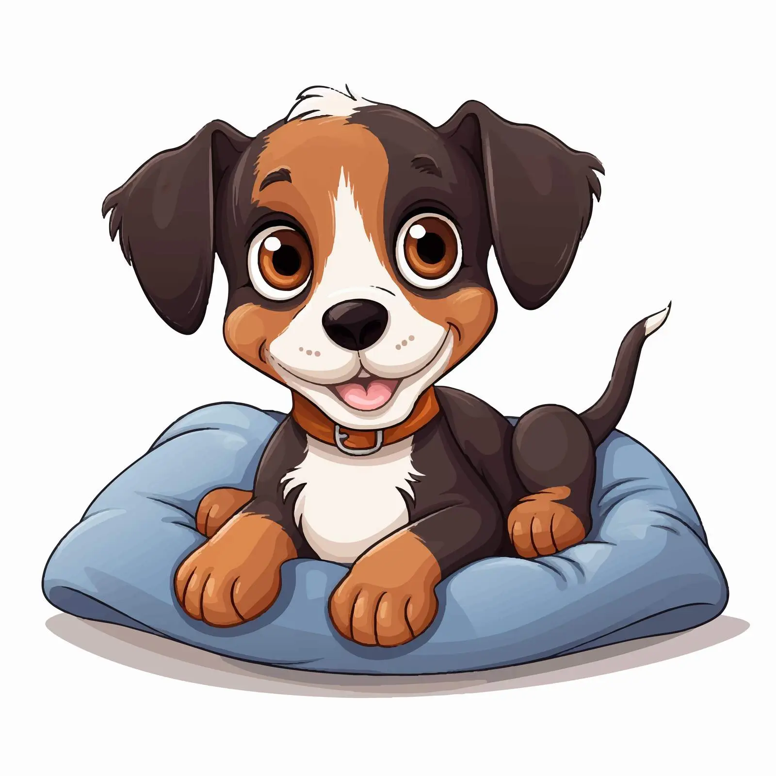 Cute Cartoon Dog Sitting on a Cushion — free download from Dotvec