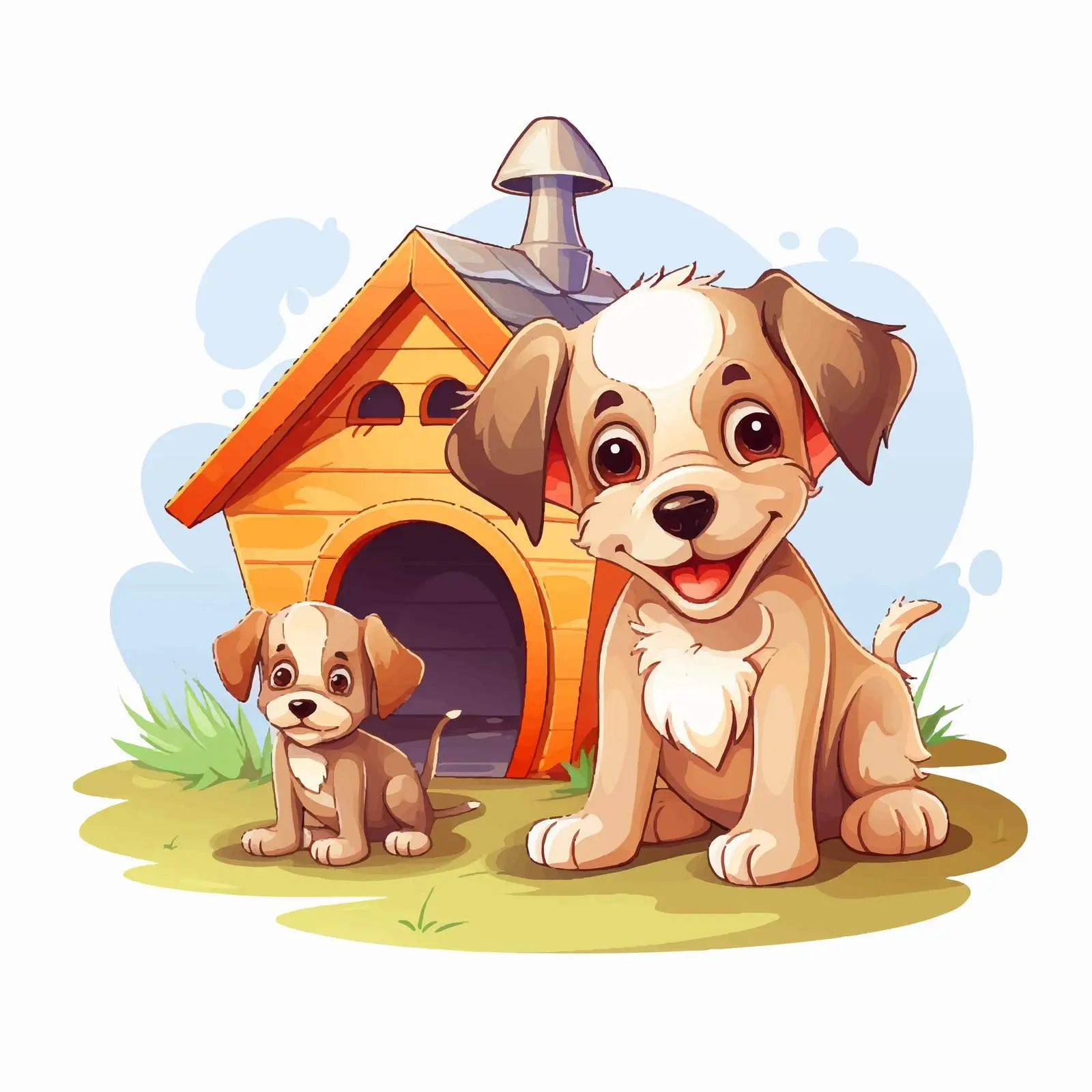 Cute Cartoon Dog by Colorful Dog House — free download from Dotvec