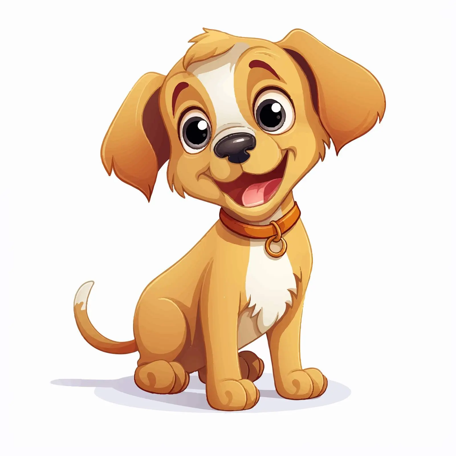 Cute Cartoon Dog with Wagging Tail Vector – free digital dog art image from Dotvec