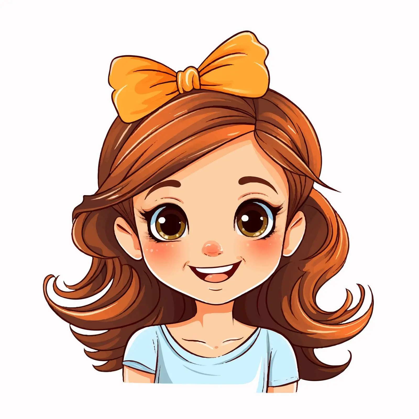 Cute Cartoon Girl with Stylish Head Accessory — free download from Dotvec