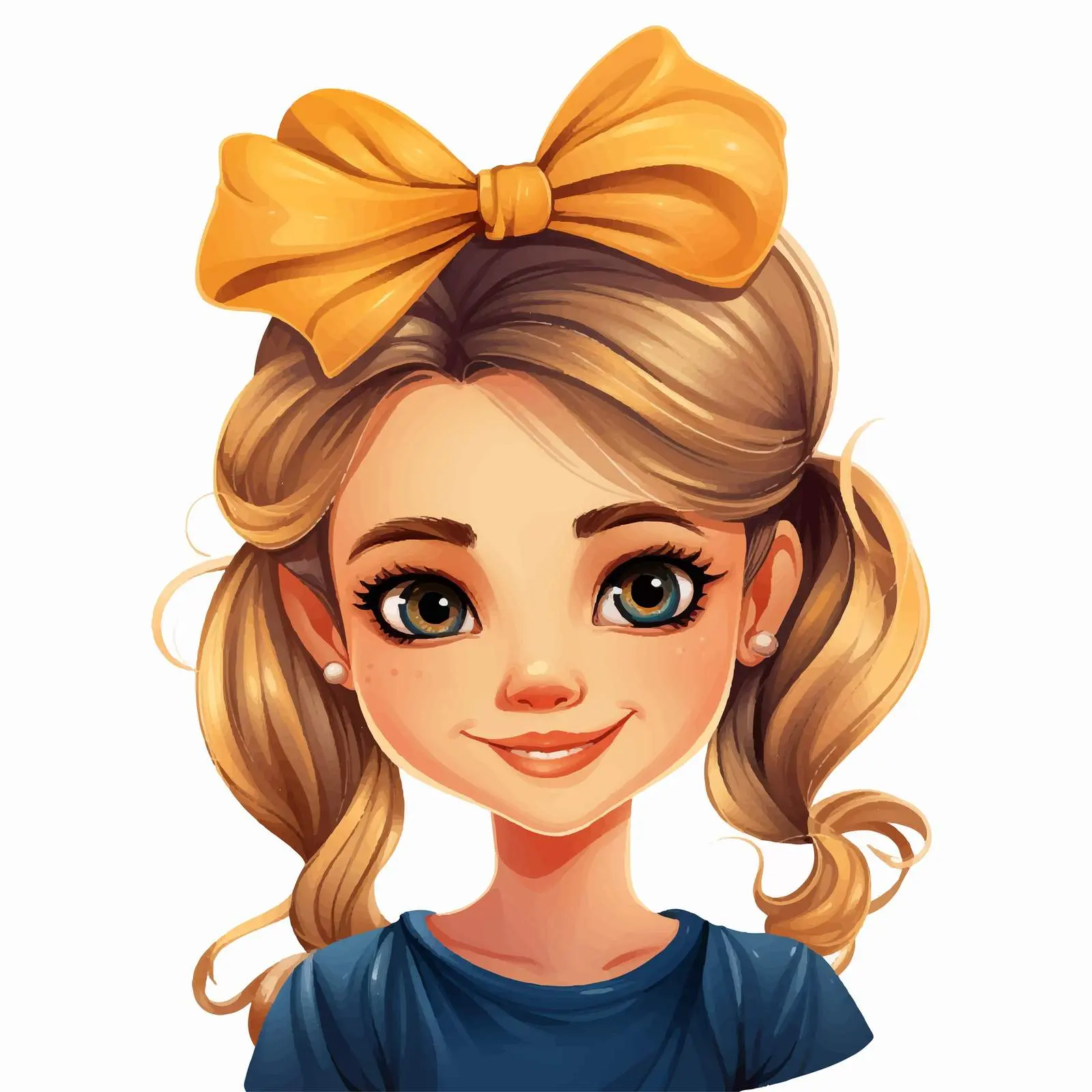 Cute Cartoon Girl with Stylish Head Accessory – free stylish accessory image from Dotvec