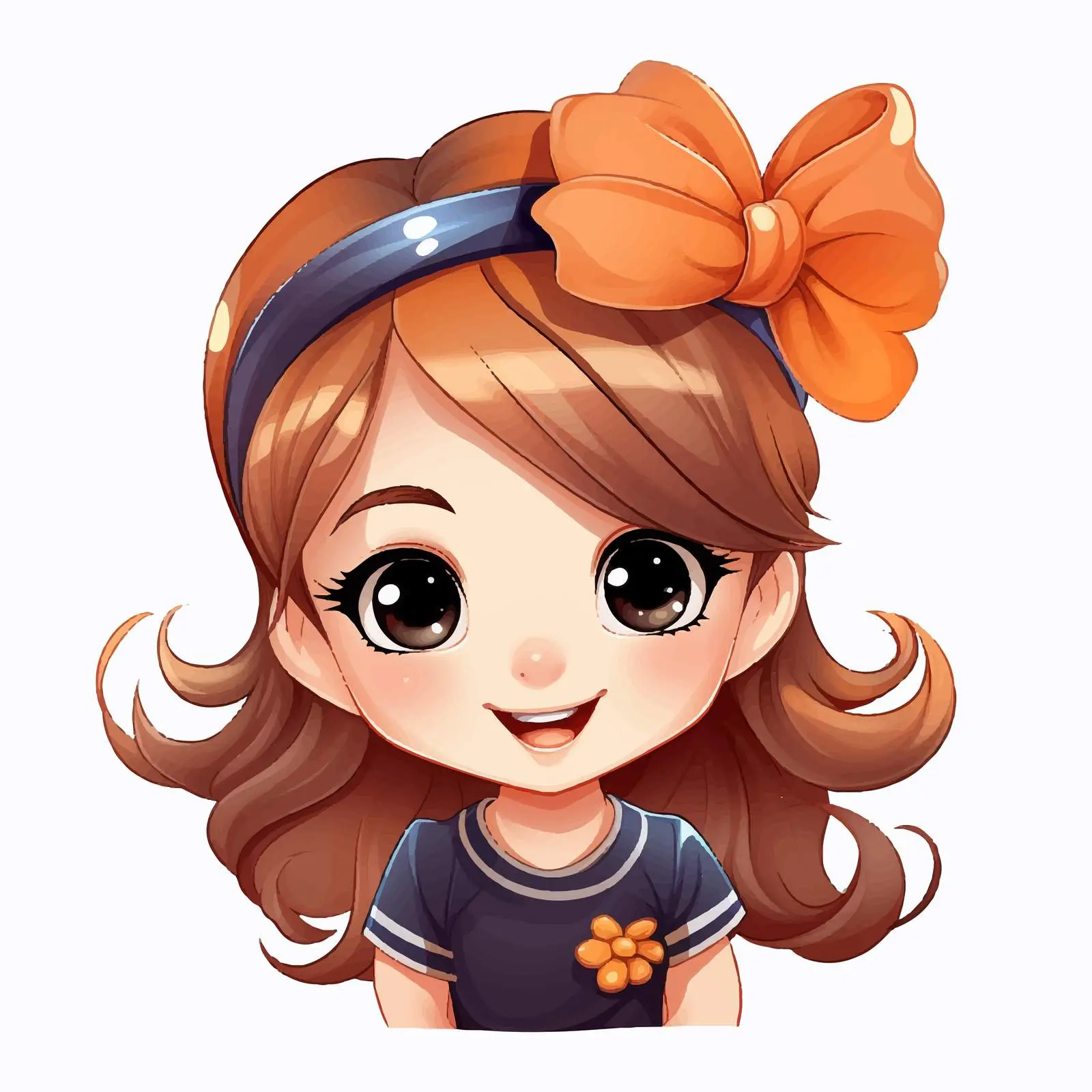 Cute Cartoon Girl with Stylish Head Accessory — free download from Dotvec