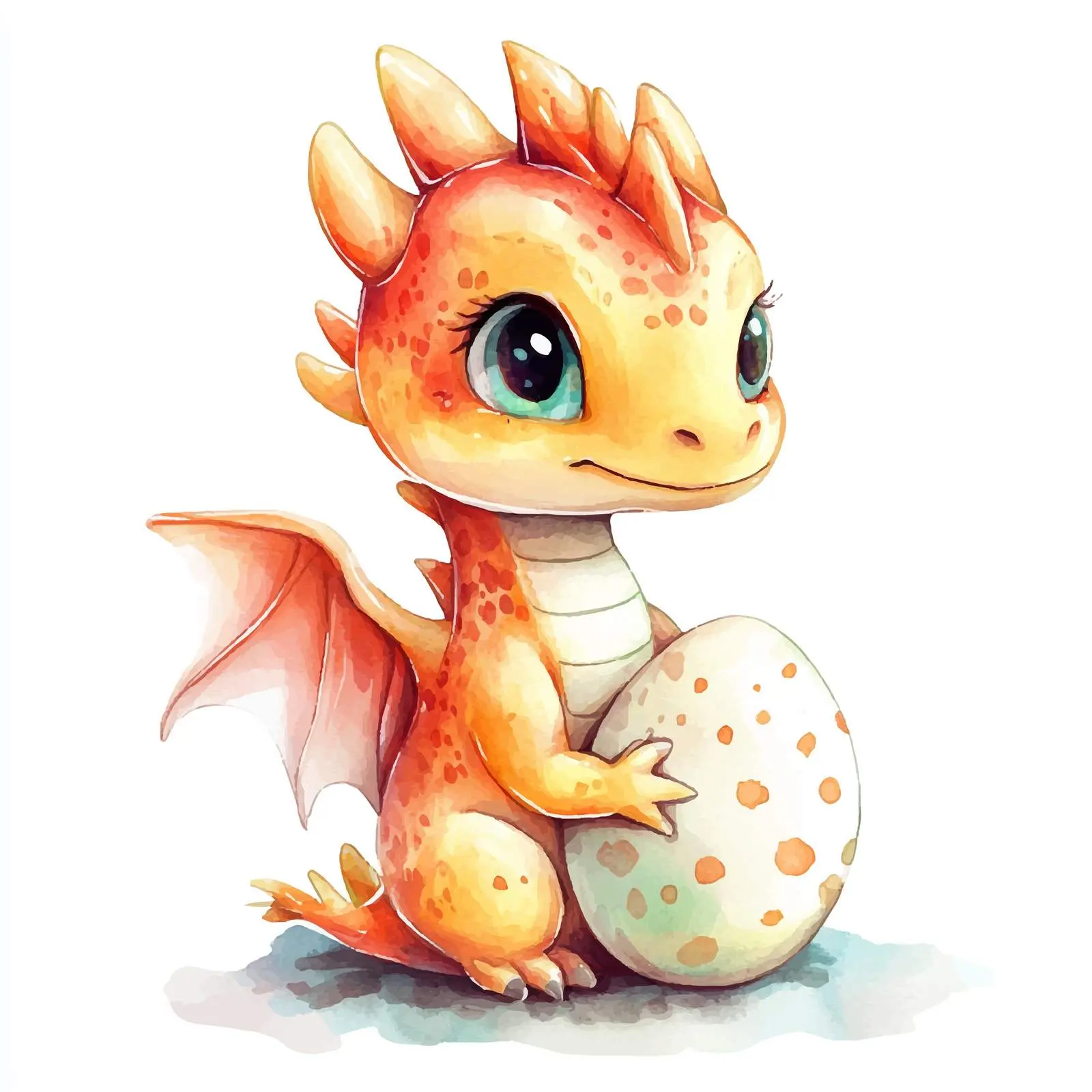 Cute Watercolor Dragon Hatching from Egg — free download from Dotvec