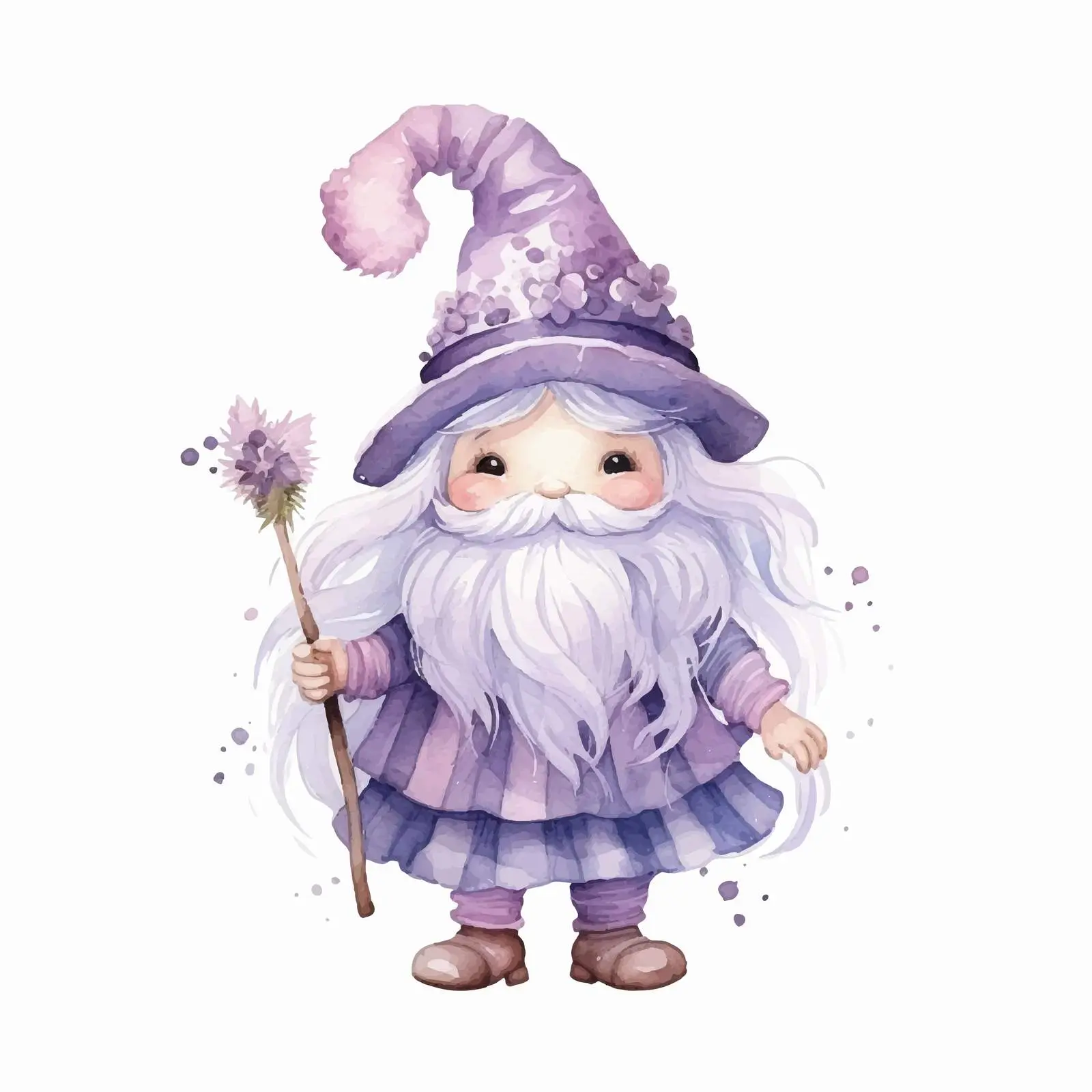 Cute Dwarf in Lilac Hat and Dress — free download from Dotvec
