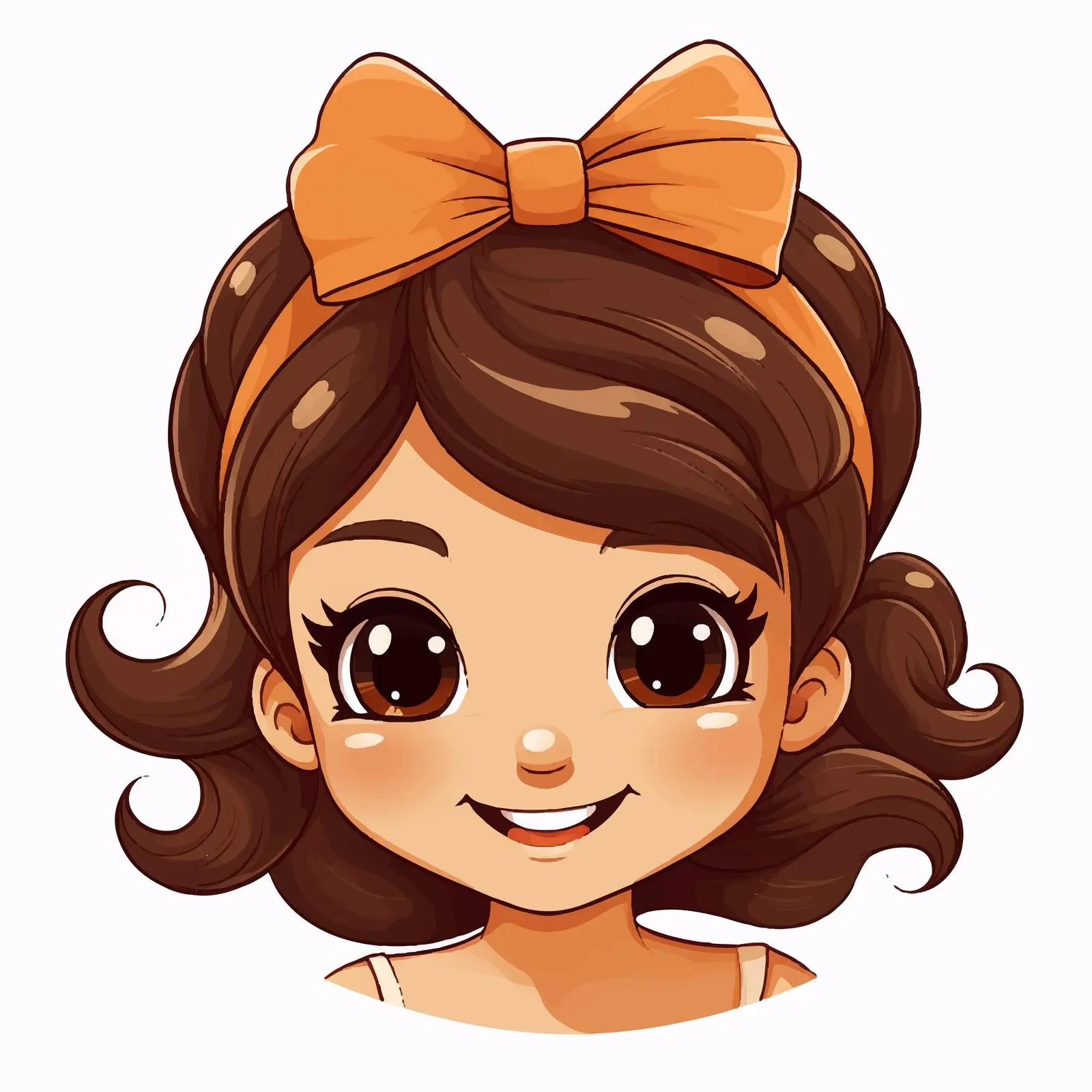 Cute Girl Cartoon Head with Fancy Head Accessory — free download from Dotvec