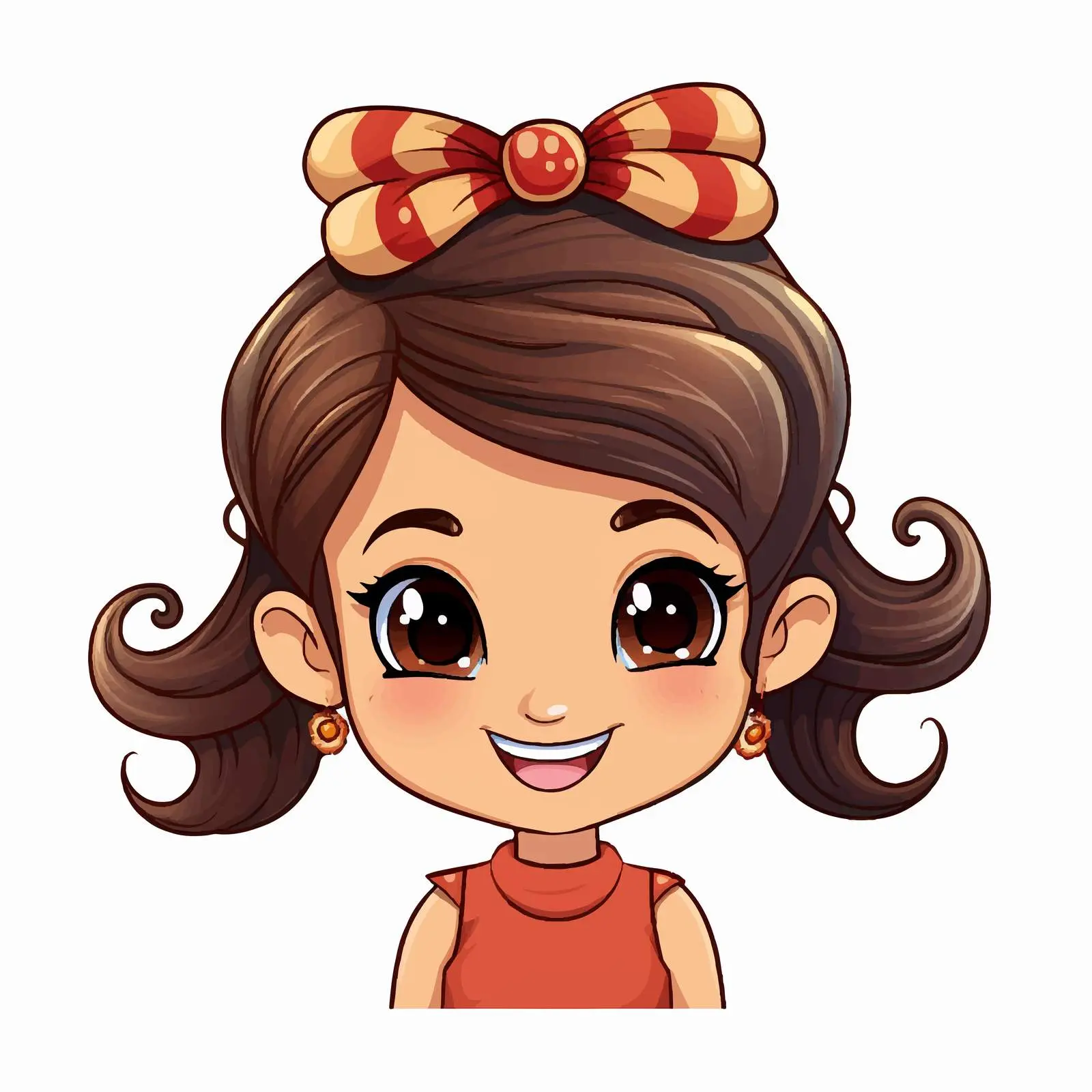 Cute Cartoon Girl with Fancy Head Accessory — free download from Dotvec