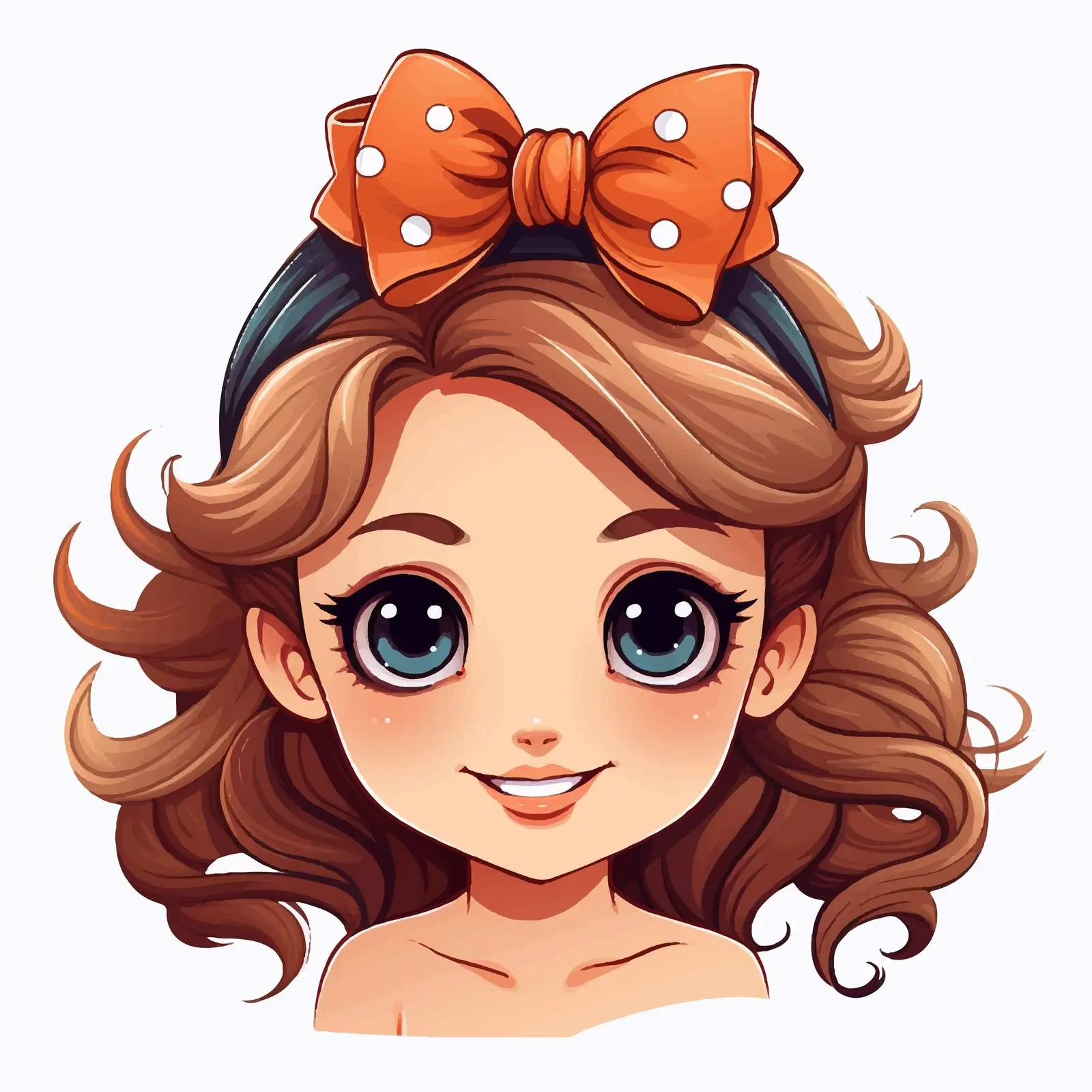 Cute Cartoon Girl with Fancy Head Accessory — free download from Dotvec