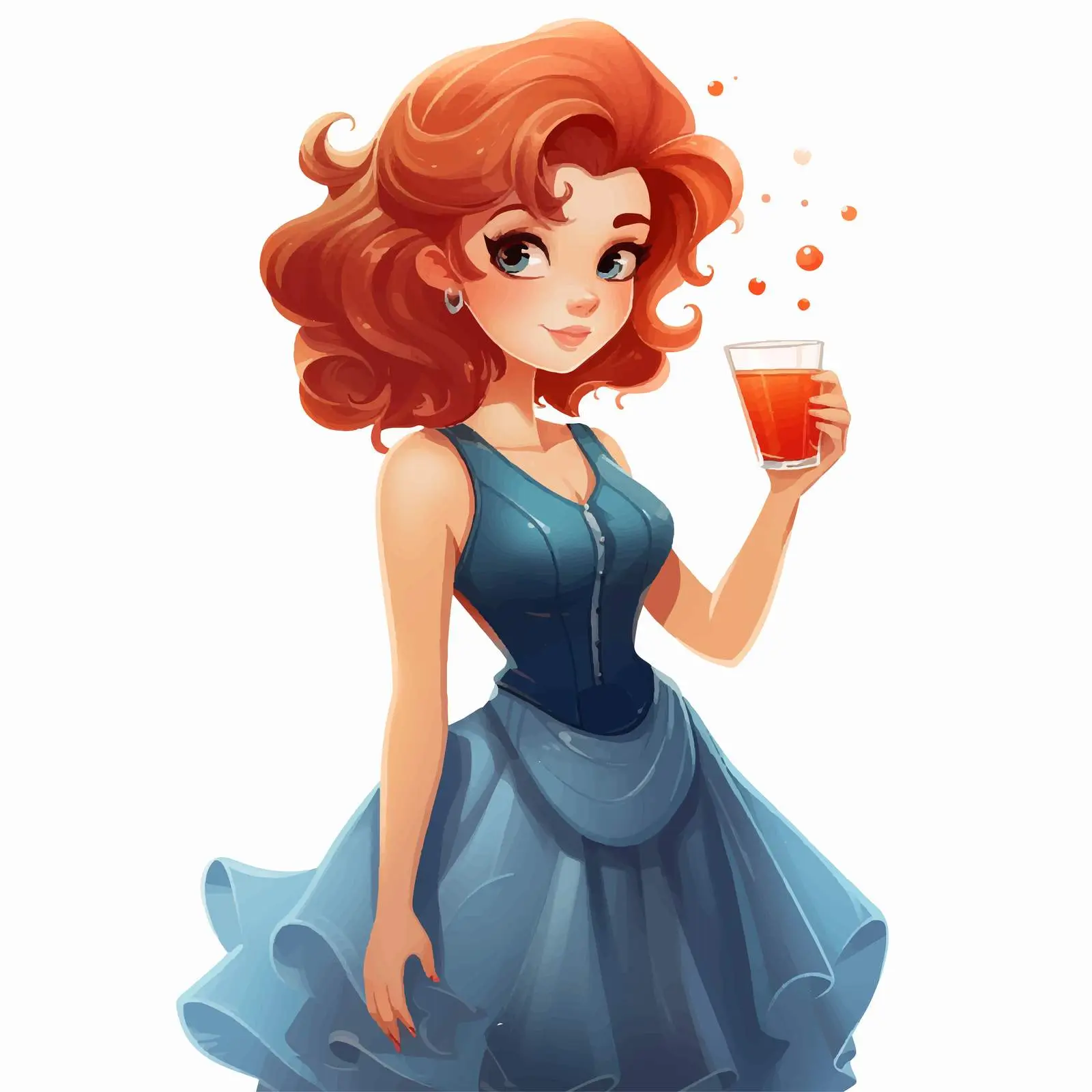 Cute Girl in Stylish Cocktail Dress Vector — free download from Dotvec