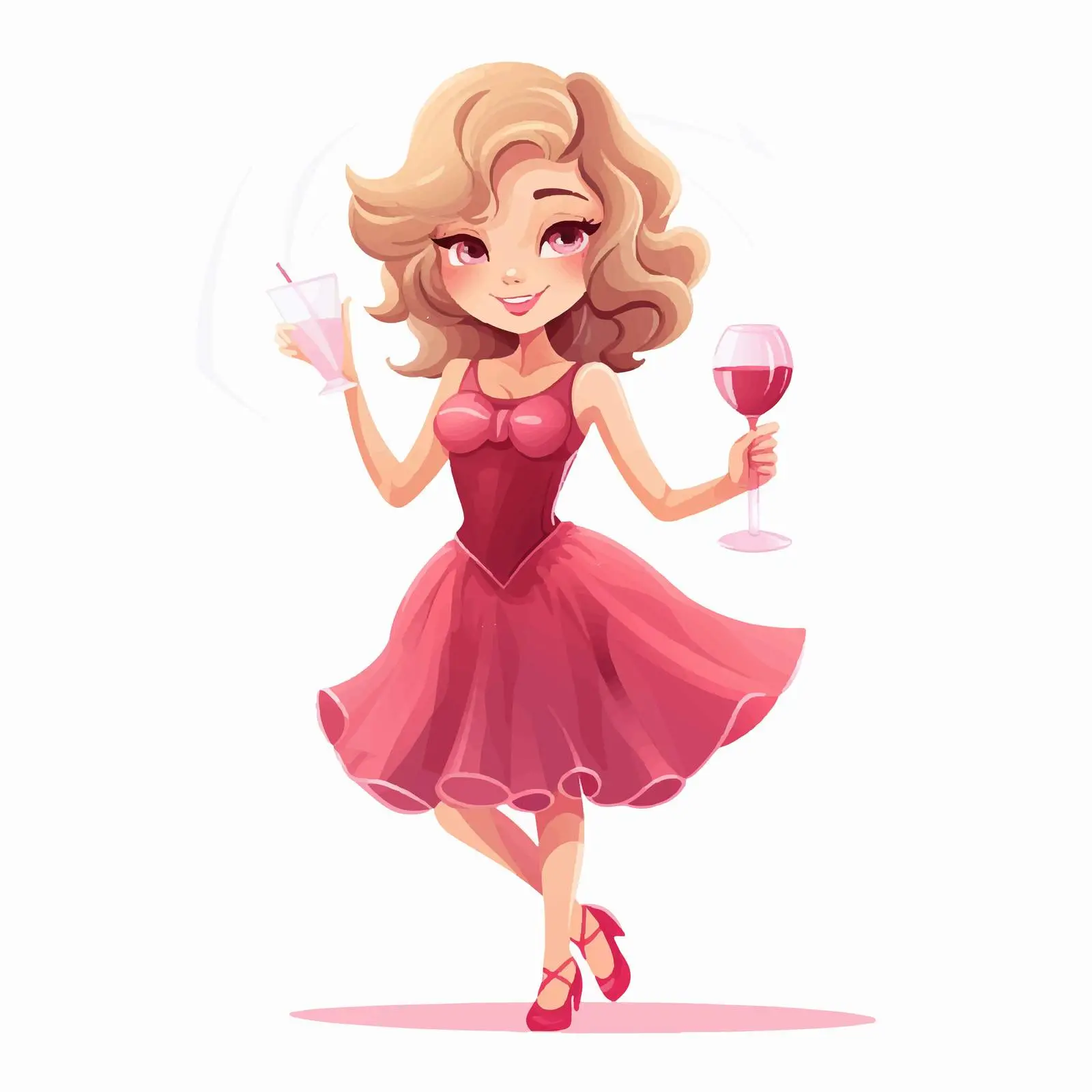 Cute Girl Character in Stylish Cocktail Dress – free chic dress image from Dotvec