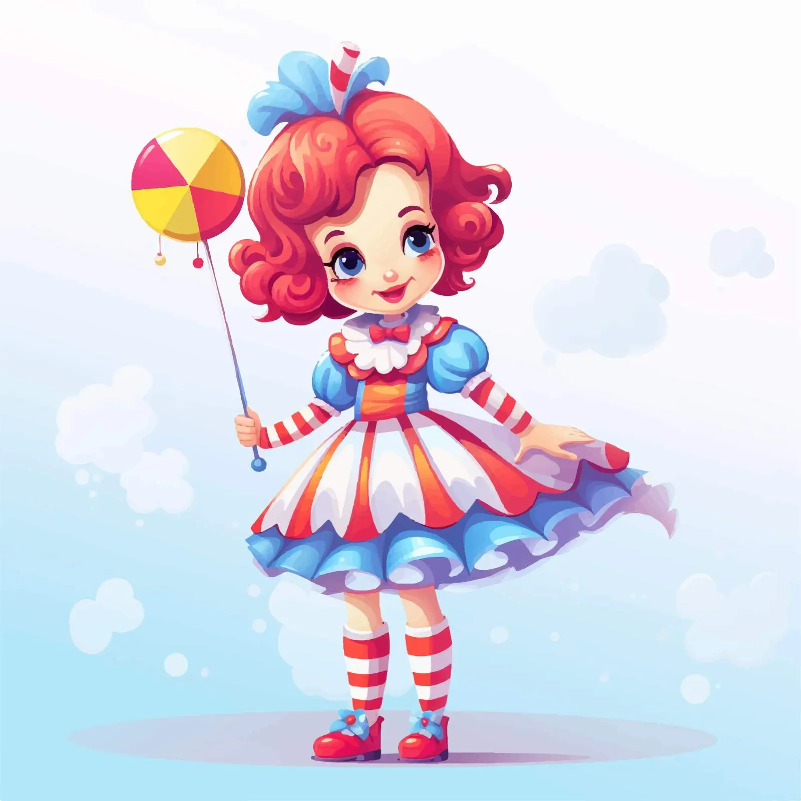 Cute Girl in Clown Costume Vector Art — free download from Dotvec