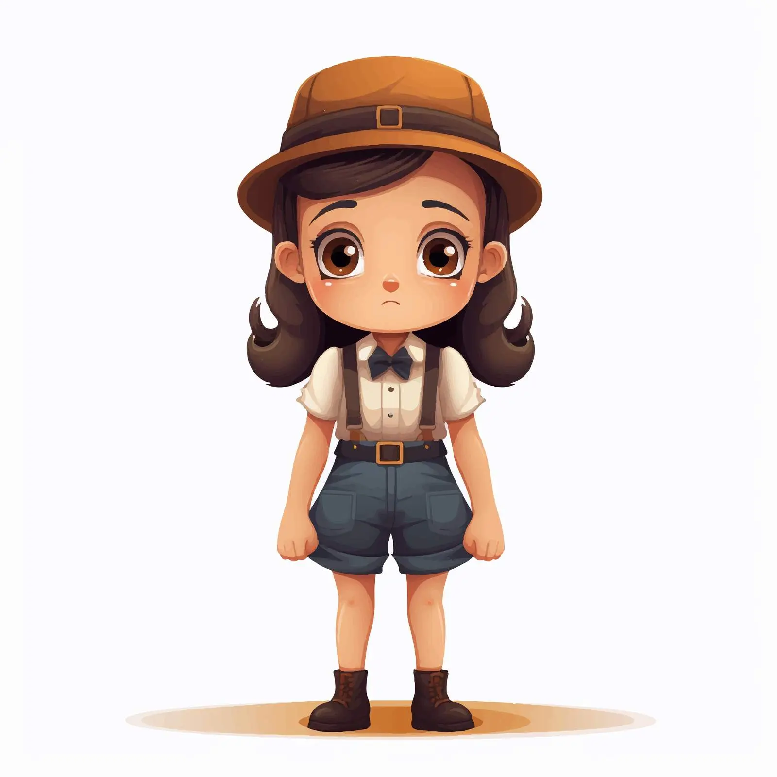 Cute Girl in Suspenders, Skirt, and Hat — free download from Dotvec
