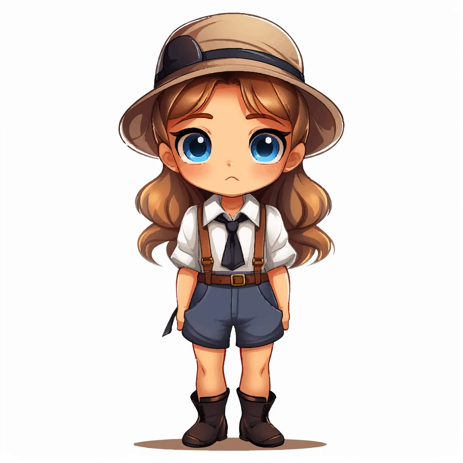 Cute Girl in Suspenders and Skirt — free download from Dotvec