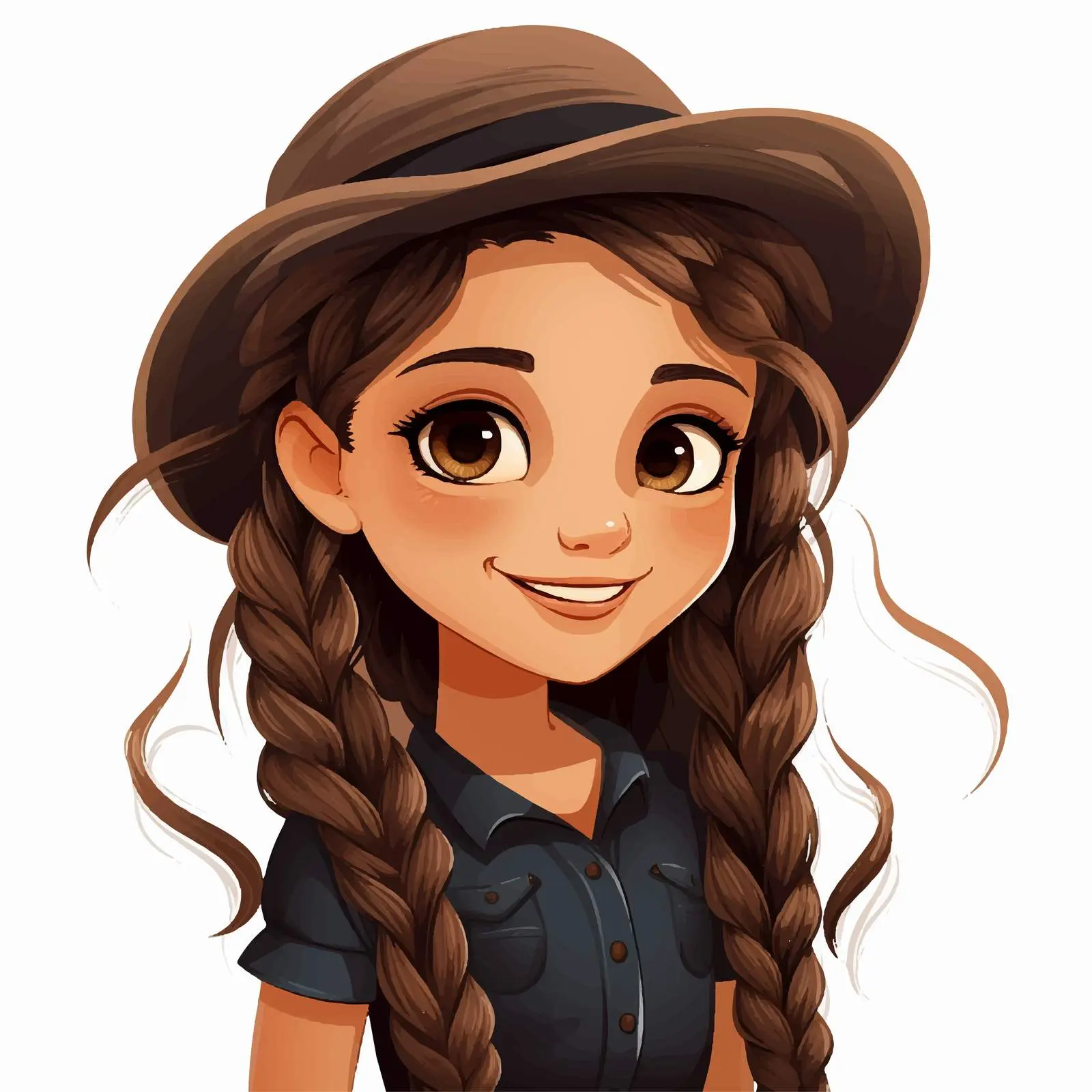 Cute Girl with Happy Smile and Braids — free download from Dotvec