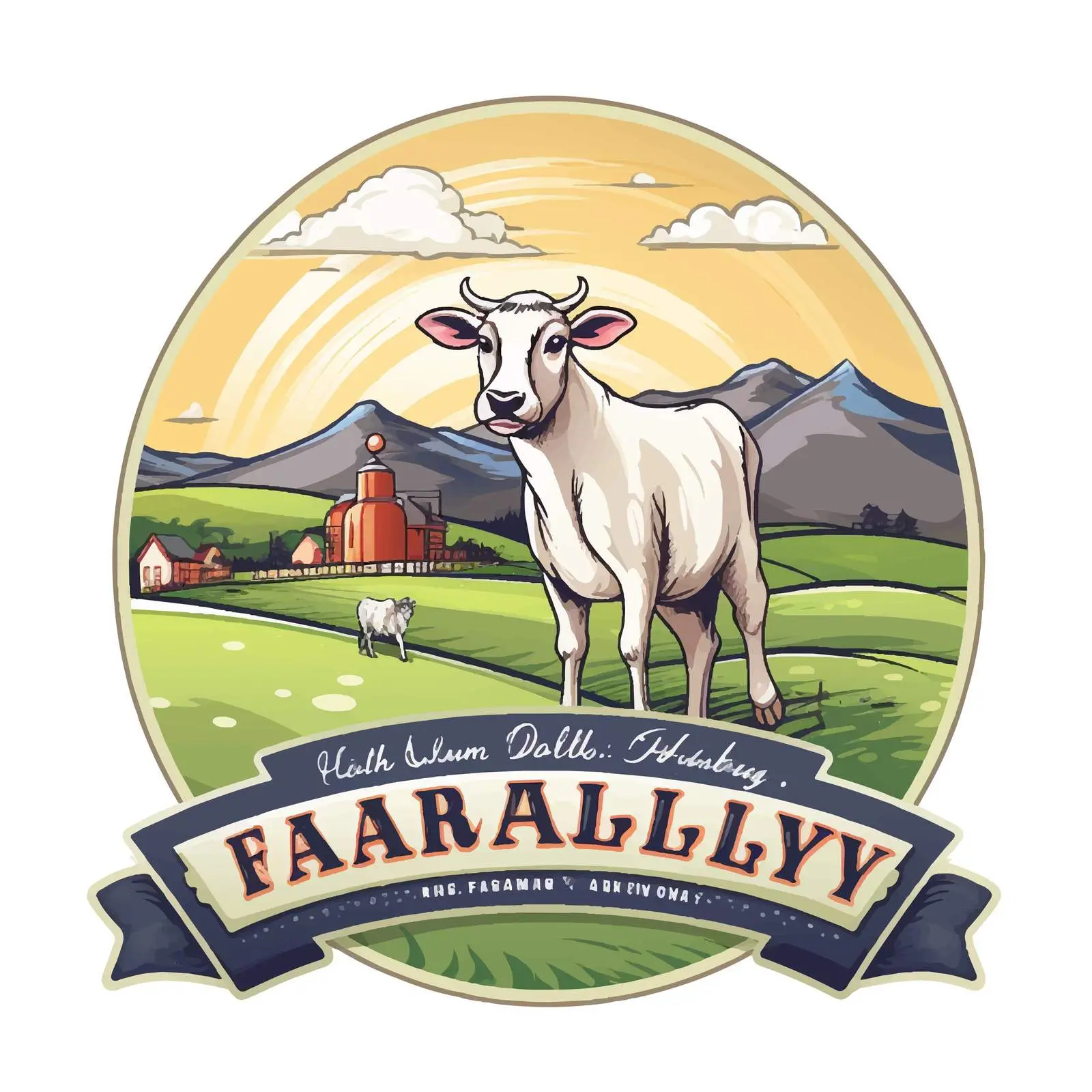 Dairy Farm Illustration with Text Label — free download from Dotvec