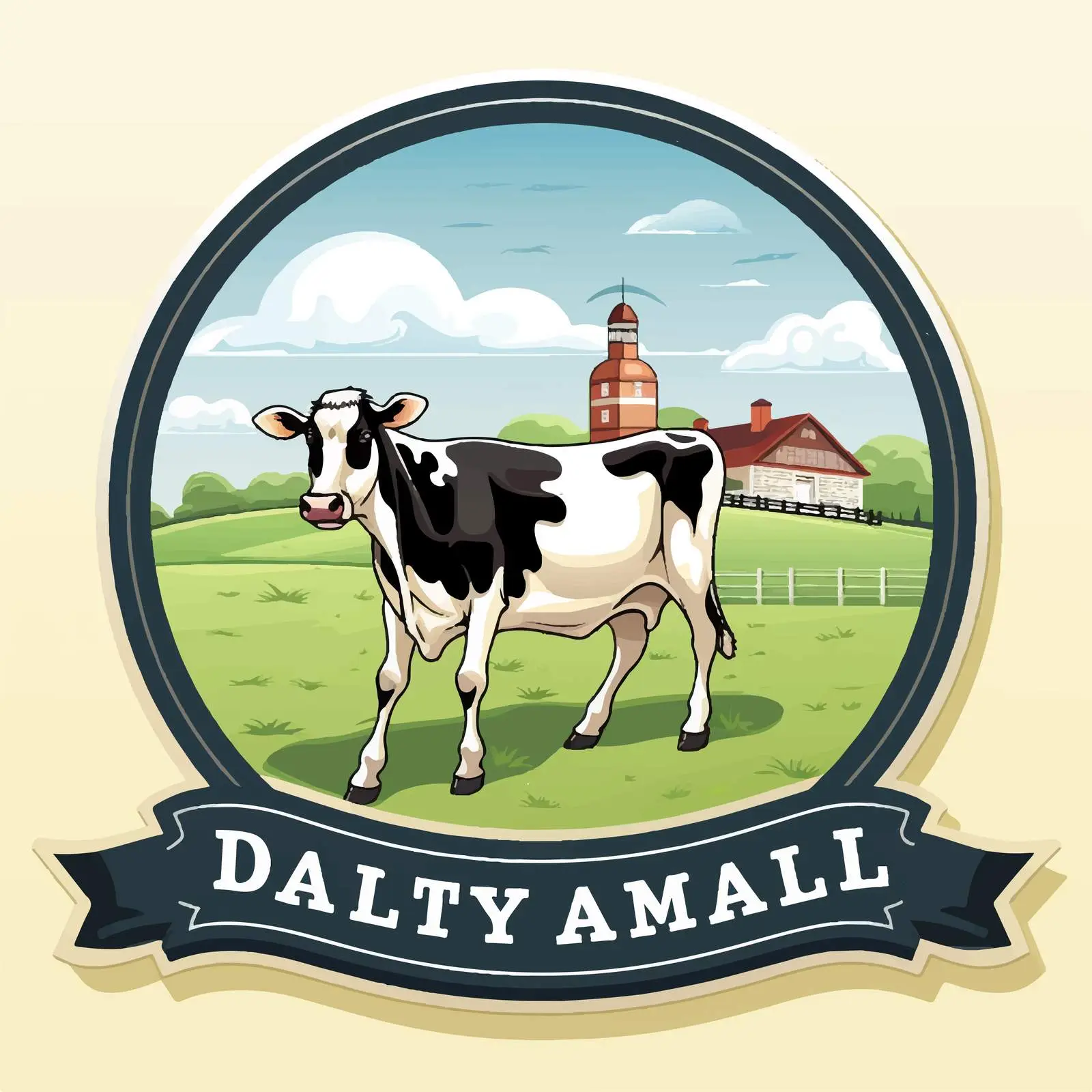 Dairy Farm Cartoon Vector Illustration with Text Label — free download from Dotvec