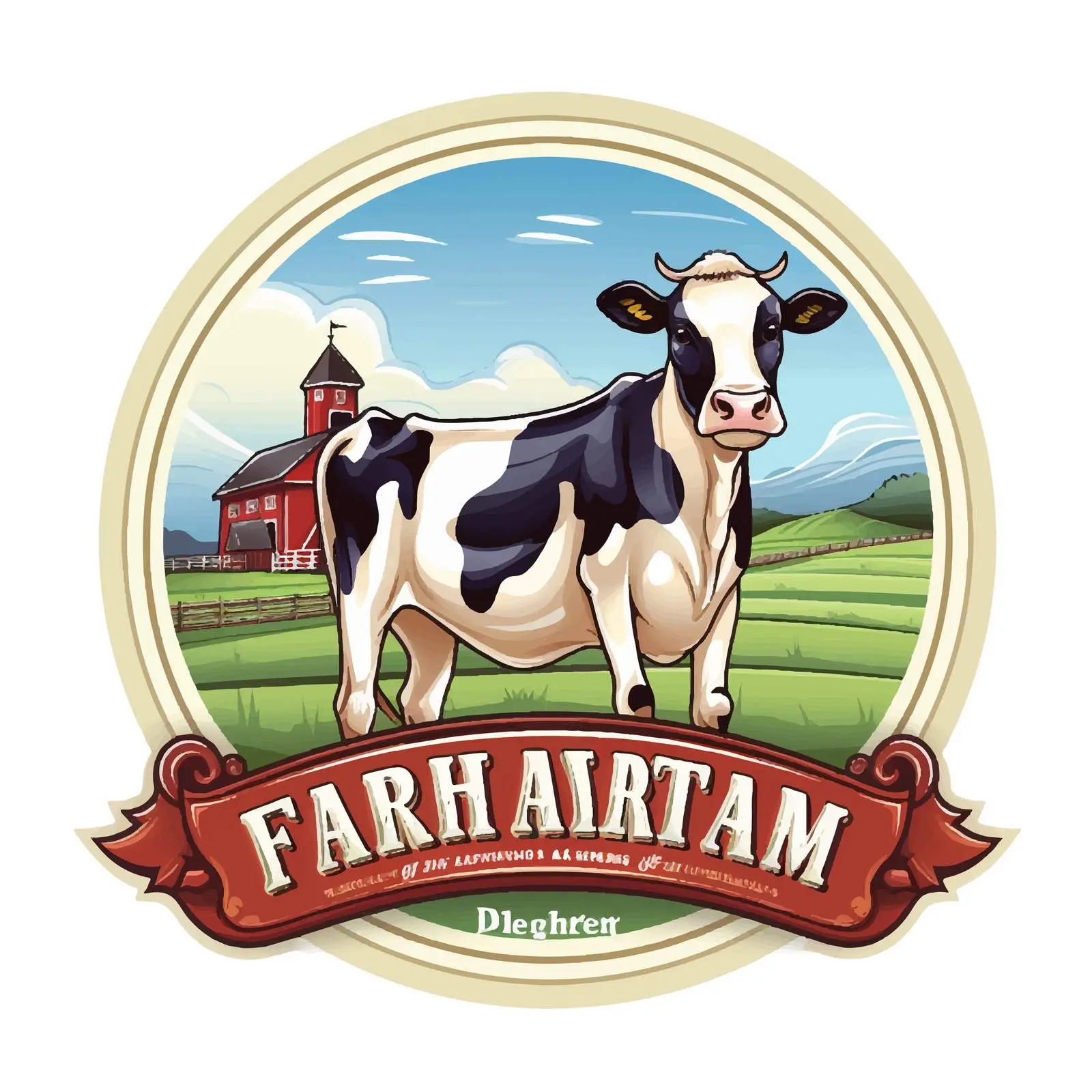 Dairy Farm Cartoon Text Label Illustration — free download from Dotvec