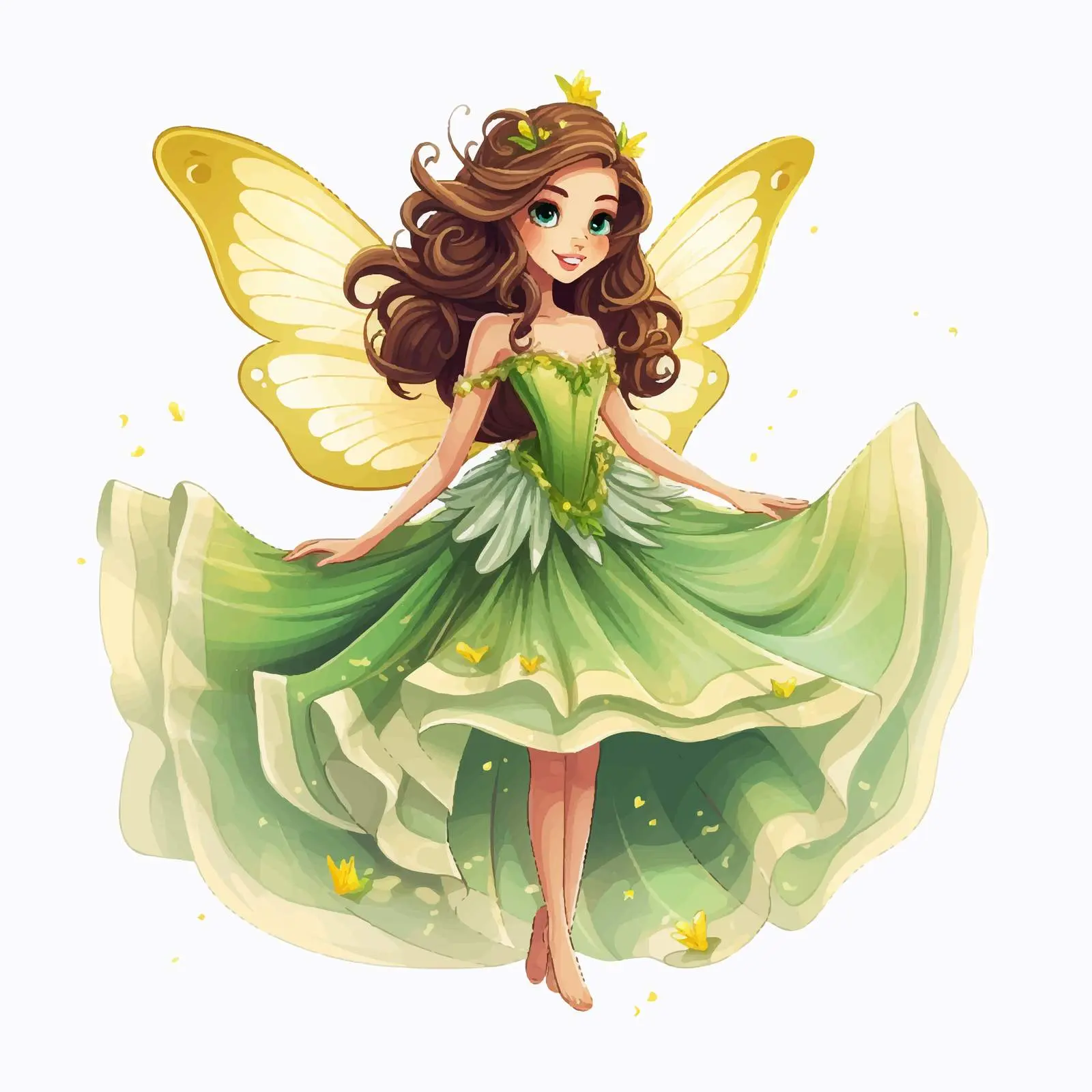 Cartoon Girl with Butterfly Wings in Fairy Dress — free download from Dotvec