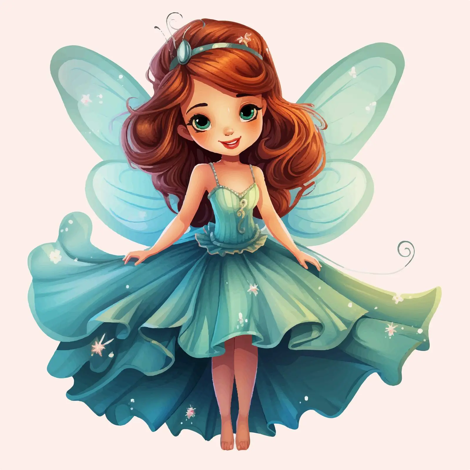 Delightful Cartoon Girl with Butterfly Wings — free download from Dotvec