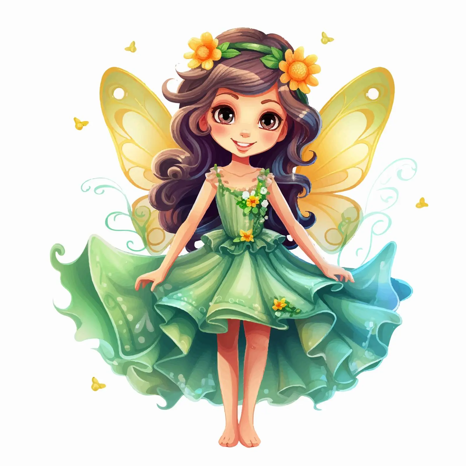 Cartoon Girl with Fairy Wings Illustration — free download from Dotvec
