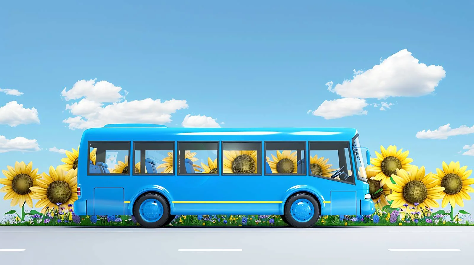 Detailed Blue Bus Tire — free download from Dotvec