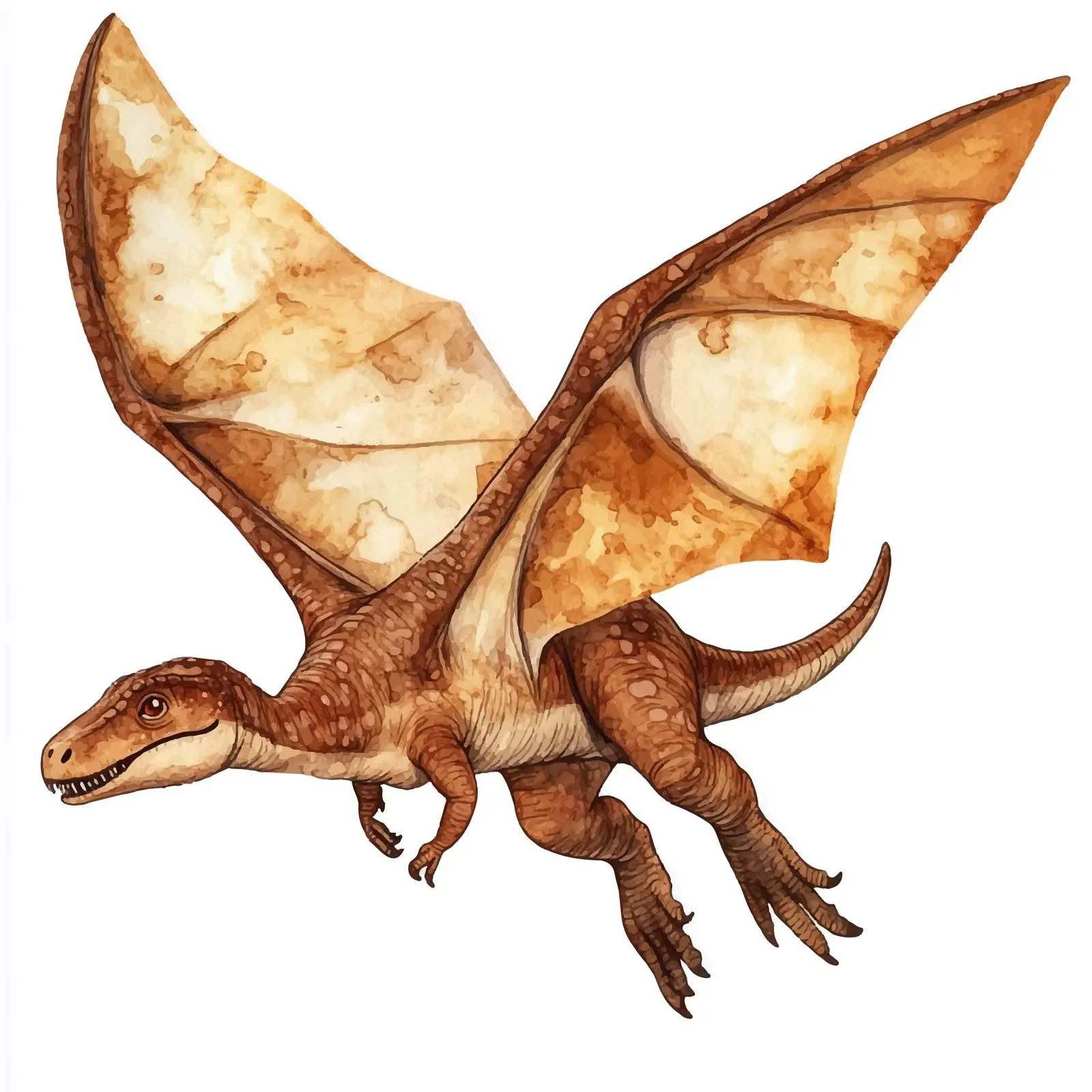 Flying Brown Dinosaur Watercolor Illustration — free download from Dotvec