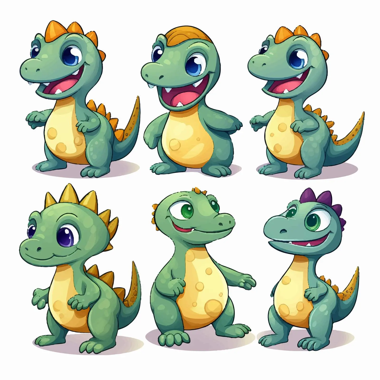 Colorful Dinosaur Vector Set for Coloring – free learning tools image from Dotvec