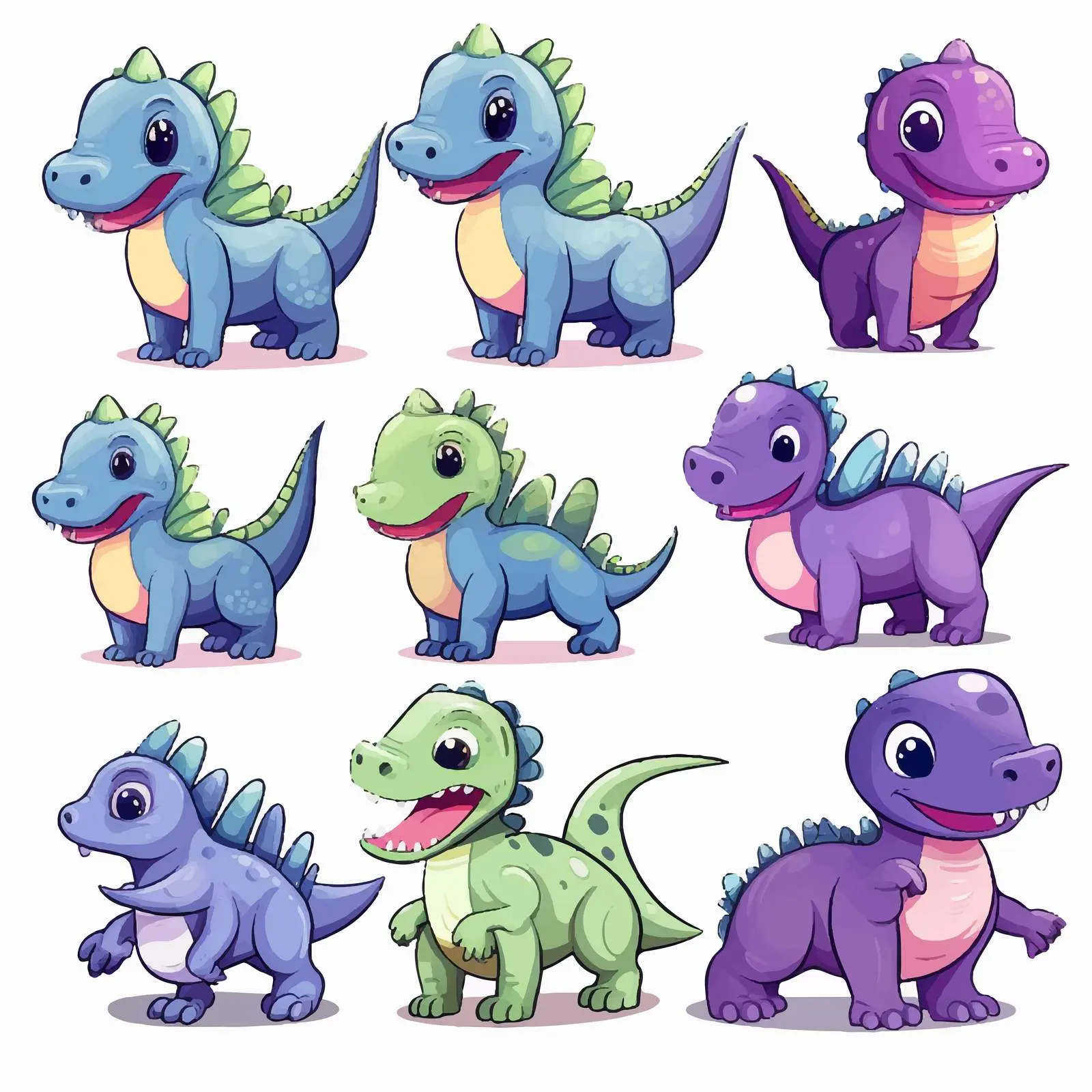 Prehistoric Dinosaur Coloring Vector Set – free outlines image from Dotvec