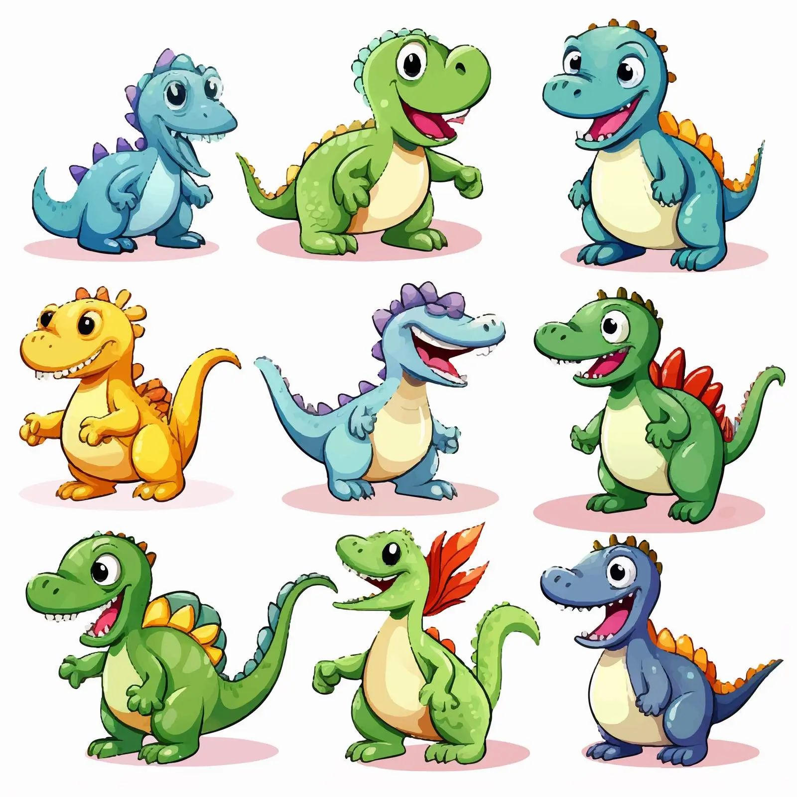 Colorful Prehistoric Dinosaur Vector Set – free vector animal image from Dotvec