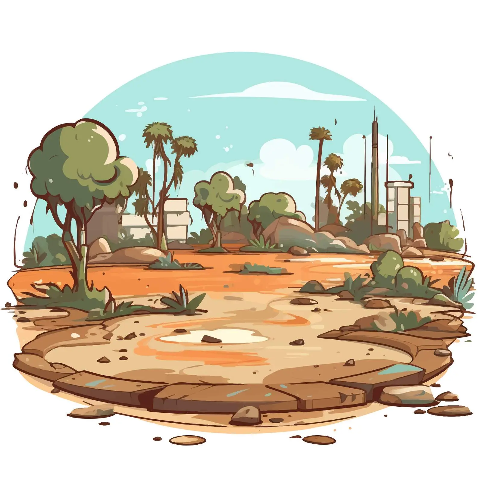 Dirty Park Landscape Cartoon Vector Illustration — free download from Dotvec