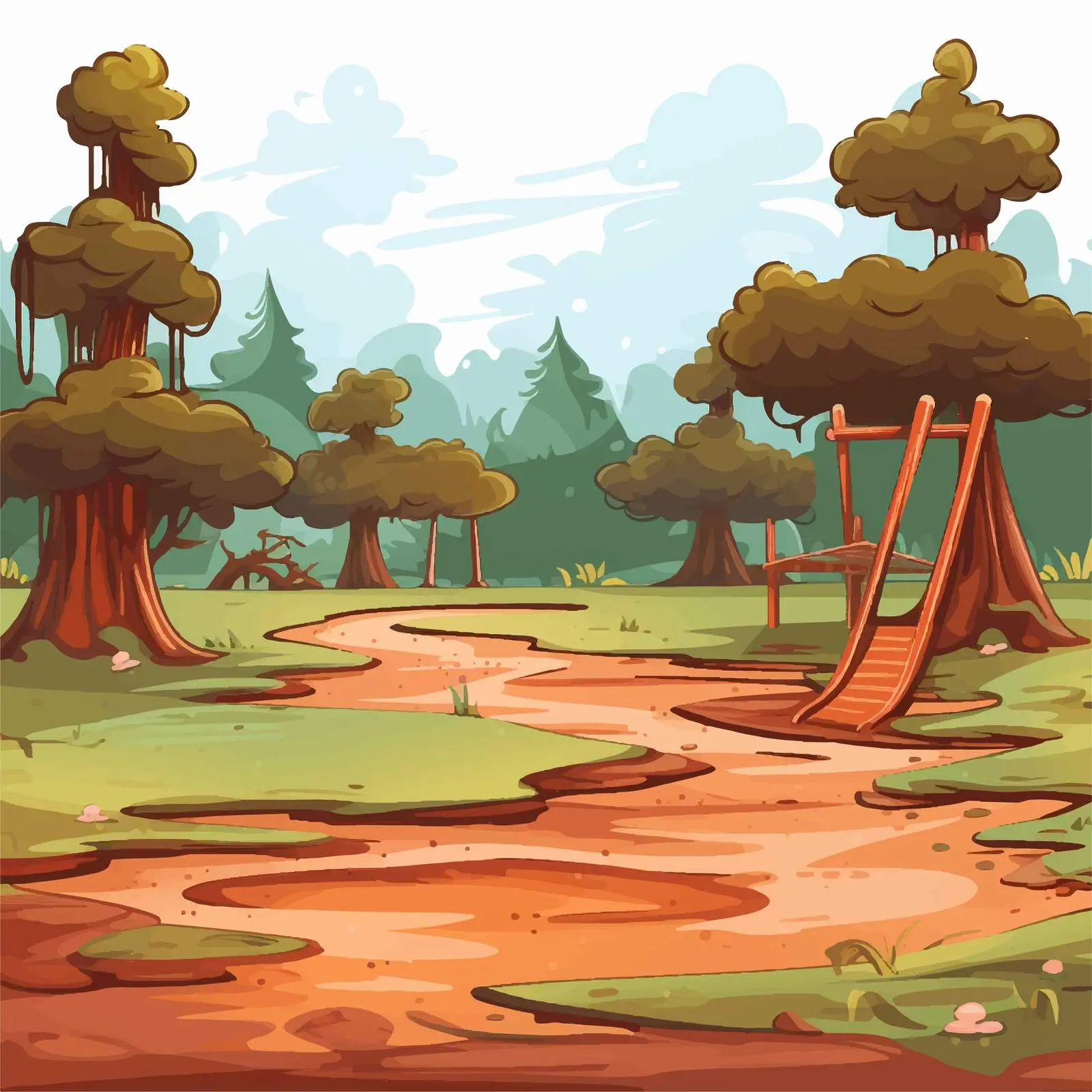 Dirty Park Landscape Illustration Vector Design — free download from Dotvec
