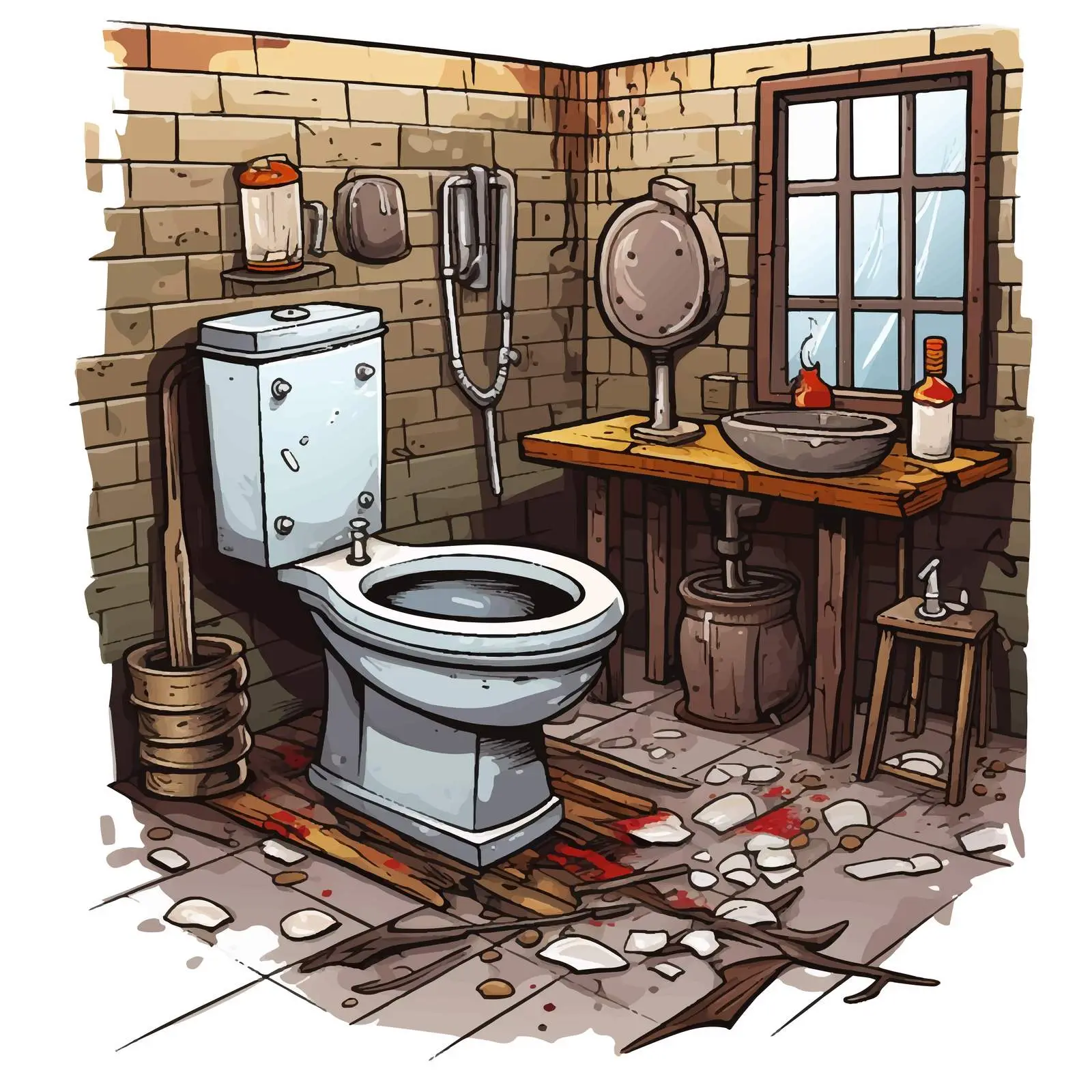 Dirty Public Toilet Cartoon Vector Illustration — free download from Dotvec
