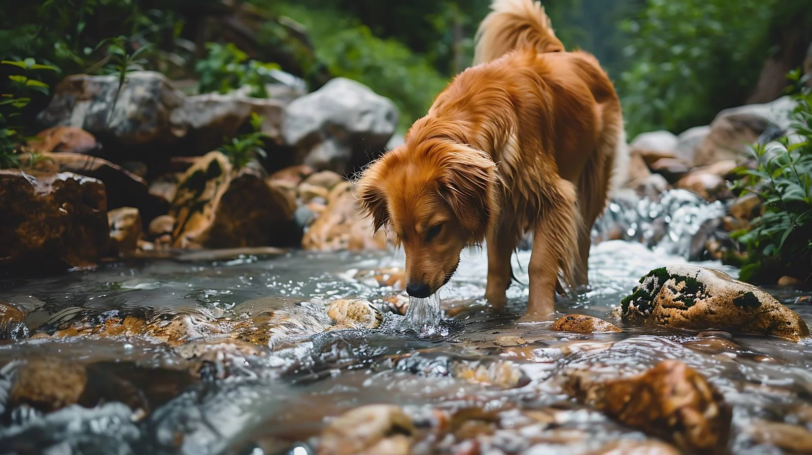 Enthusiastic Dog with Hikers Drinking Water — free download from Dotvec