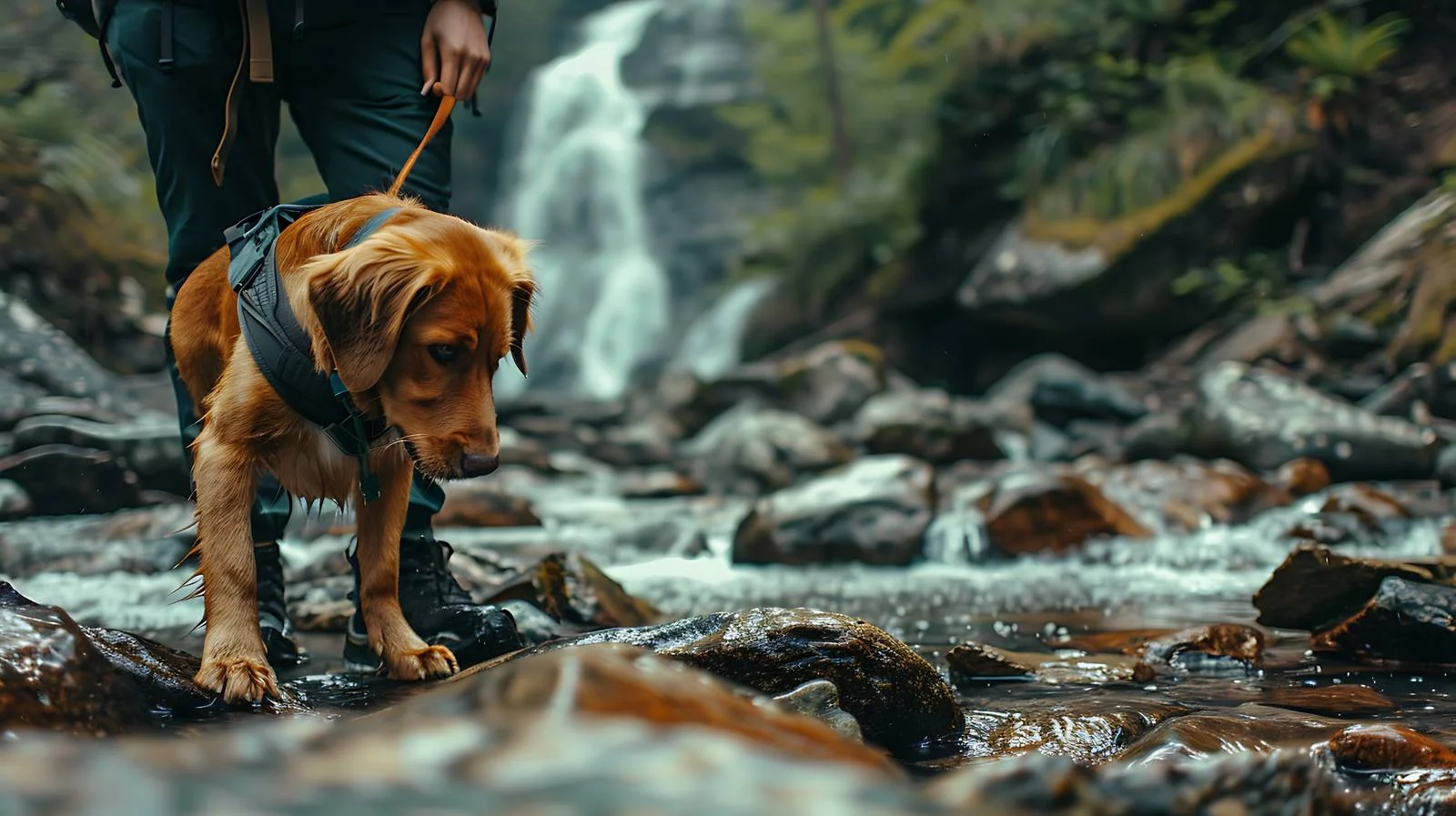 Excited Dog Adventuring with Hikers — free download from Dotvec