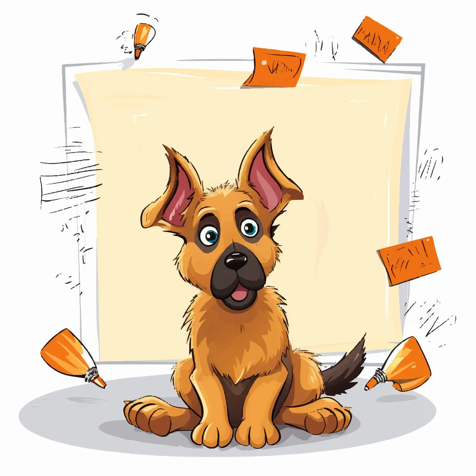 Thoughtful Dog Illustration with Empty Callouts — free download from Dotvec